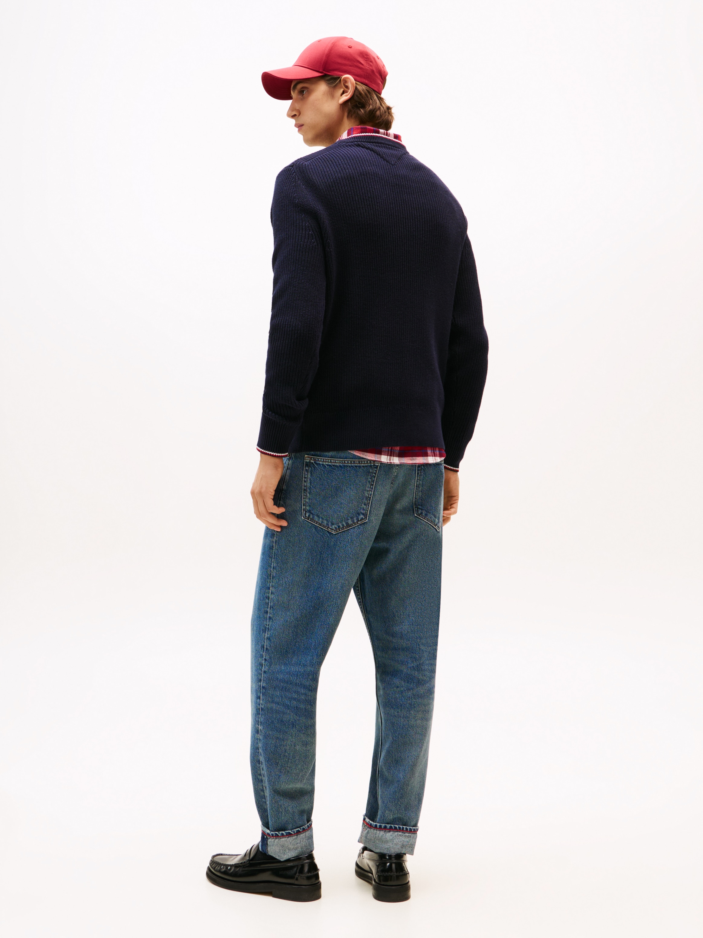 Tommy Hilfiger Rundhalspullover »RWB RIB CREW NECK« mit Kontrast-Details