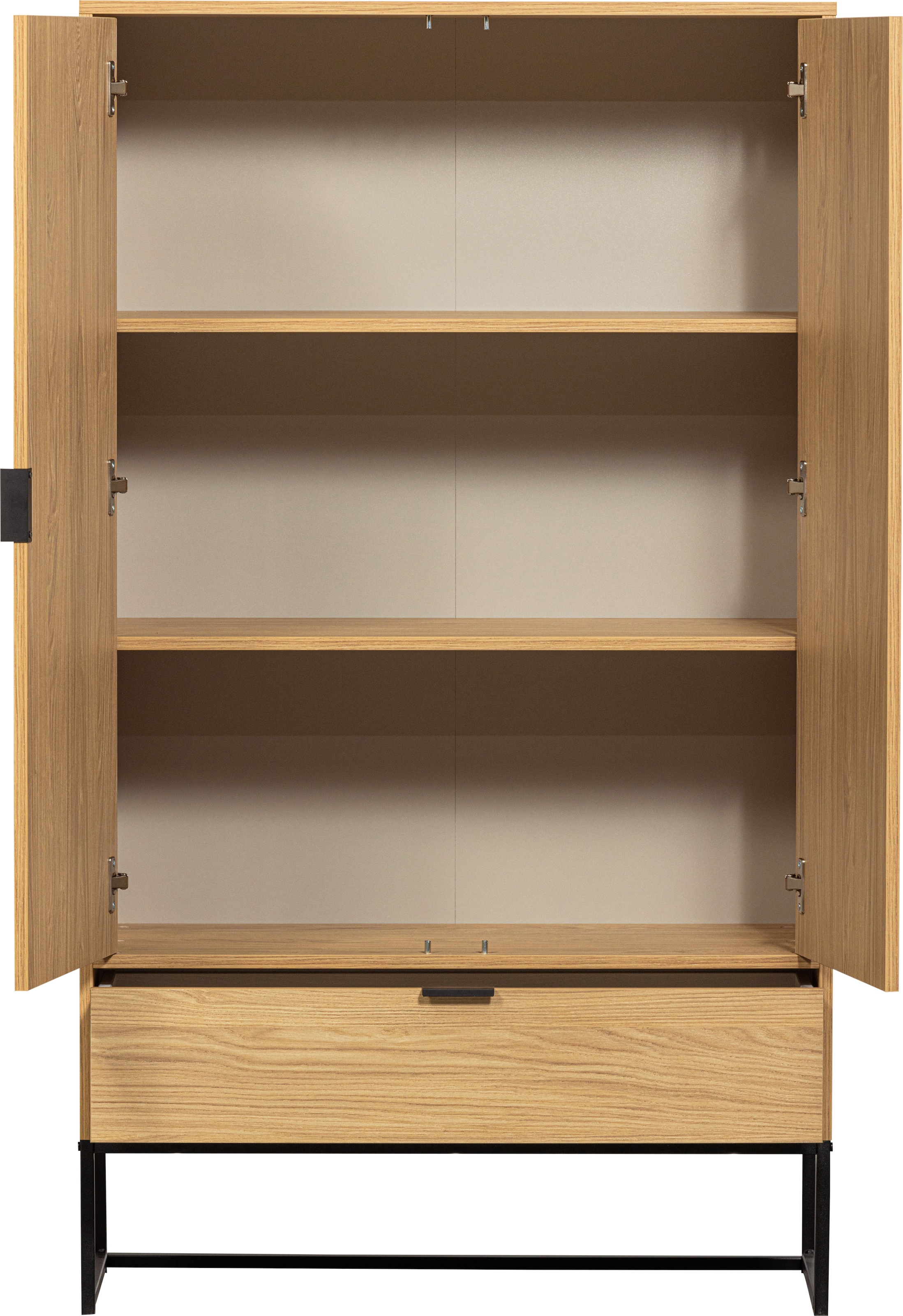 WOOOD Commode haute »Silas« 2 cuis tlg. Mélamine chêne, grain visible, capacité de charge du plancher 15 kg