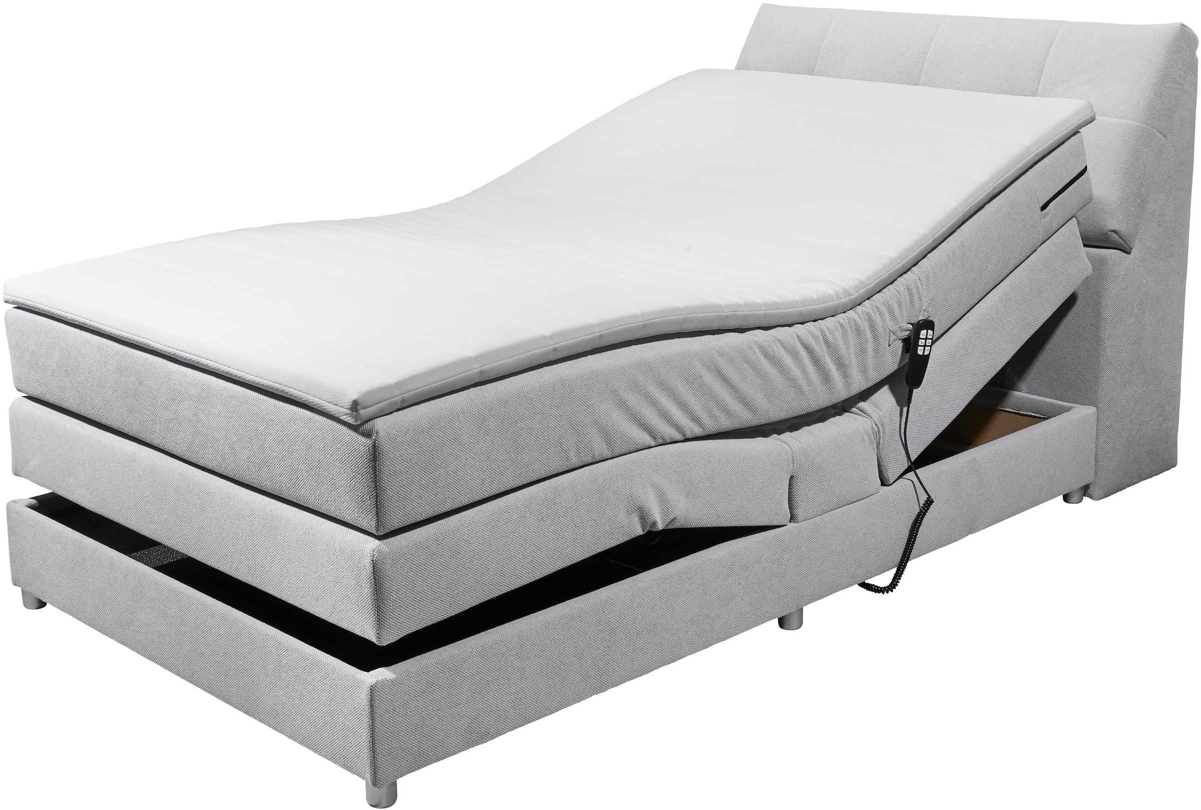 ED EXCITING DESIGN Lit boxspring »Toulouse« inkl. Motor, inkl. Stauraum im Kopfteil