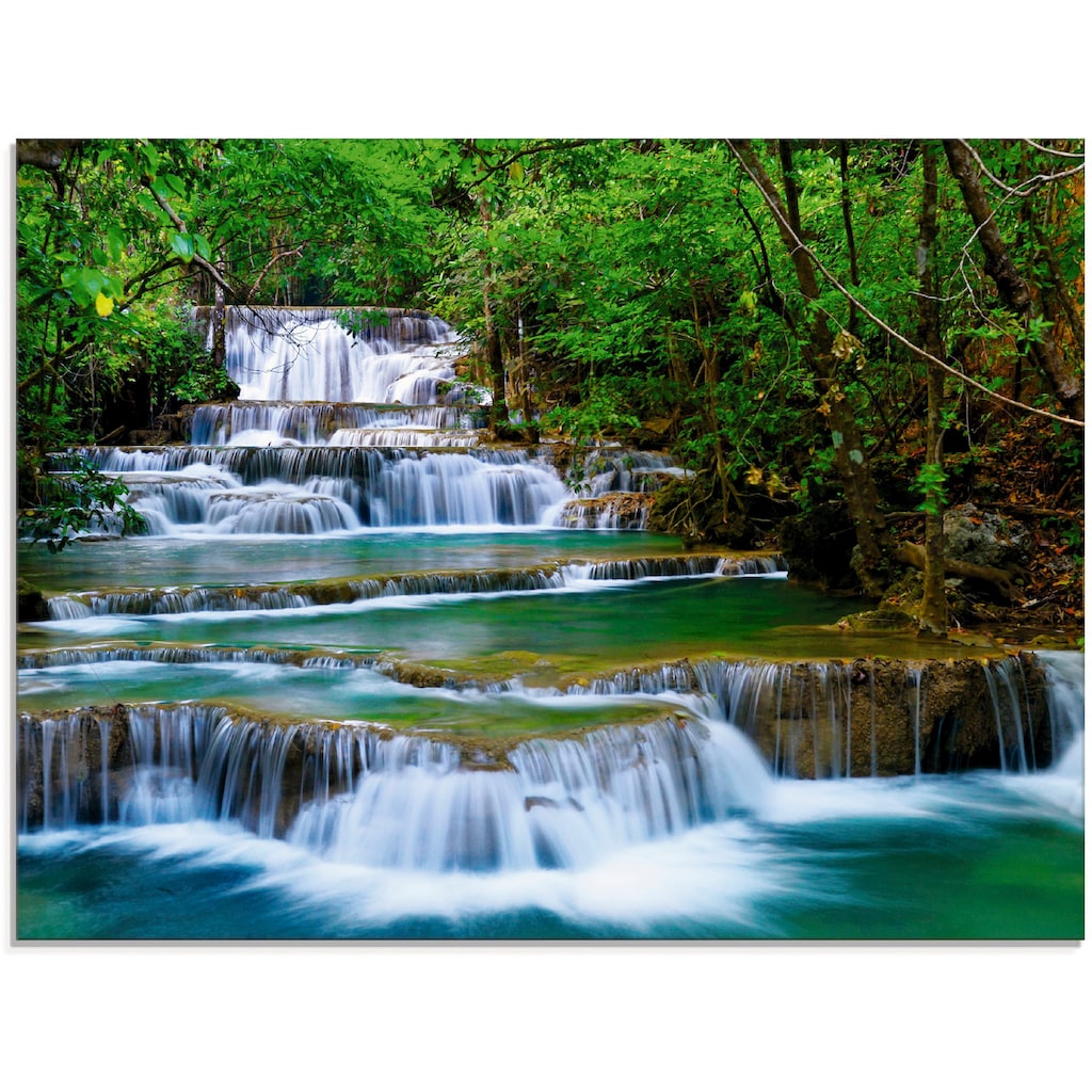 Artland Glasbild »Tiefen Wald Wasserfall«, Gewässer, (1 St.)