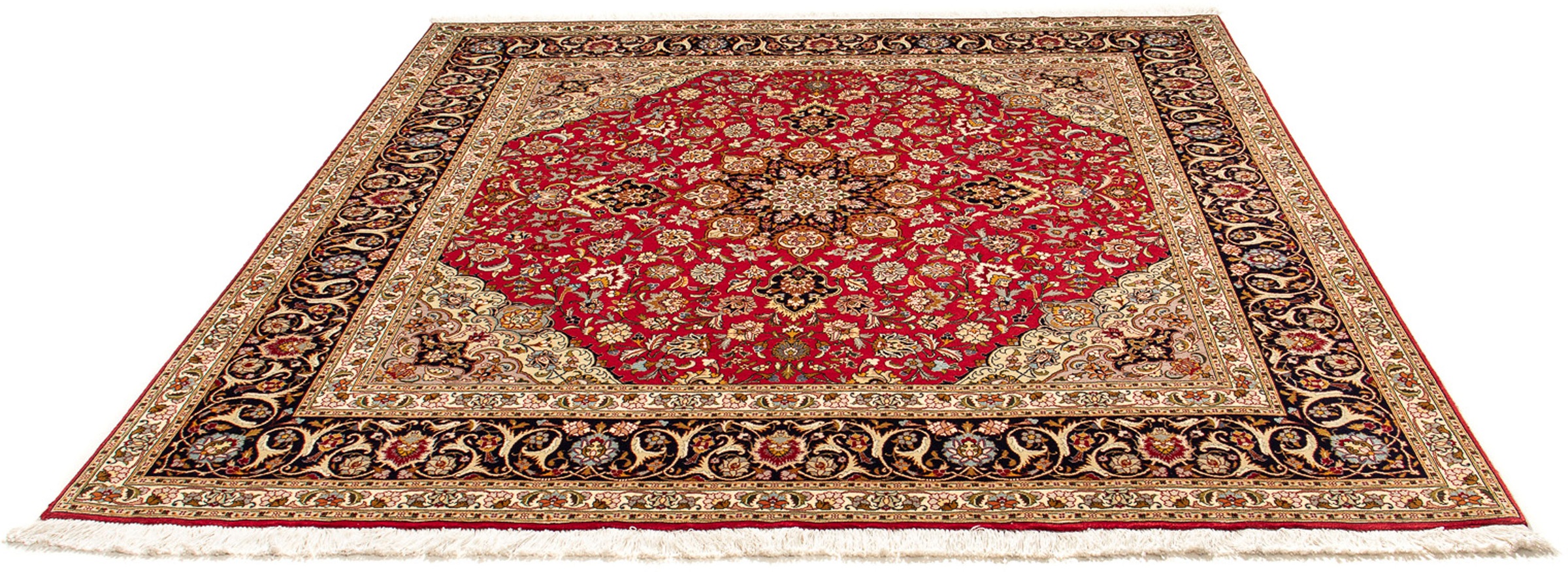 Image of morgenland Orientteppich »Perser - Täbriz - Royal quadratisch - 203 x 203 cm - rot«, quadratisch, 7 mm Höhe, Wohnzimmer, Handgeknüpft, Einzelstück mit Zertifikat bei Ackermann Versand Schweiz