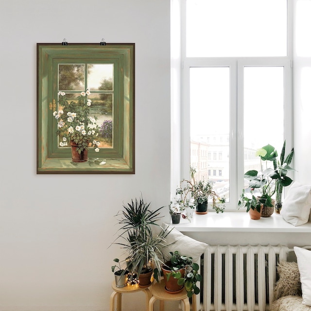 Artland Wandbild »Wildrosen am Fenster«, Arrangements, (1 St.), als Alubild,  Leinwandbild, Wandaufkleber oder Poster in versch. Grössen günstig kaufen