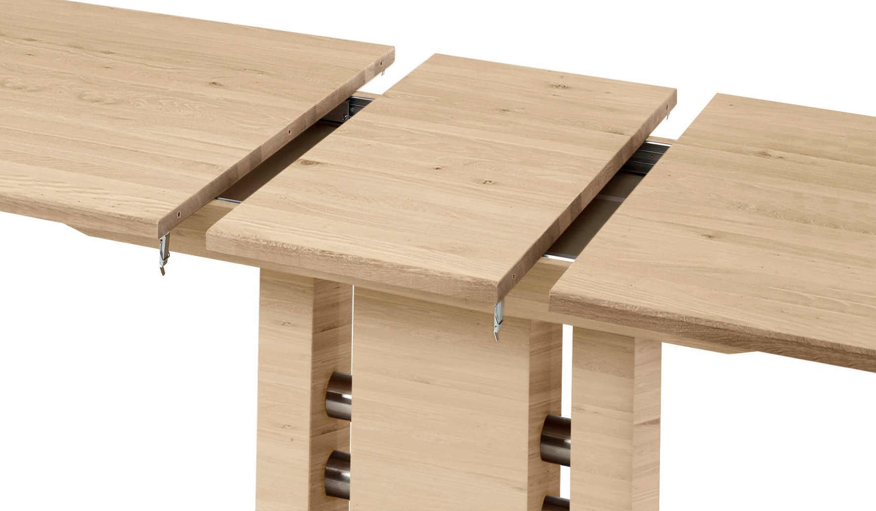 K+W Komfort & Wohnen Table de salle à manger »5030« table fonctionnelle avec rallonge synchronisée, bois massif, 2 largeurs au choix