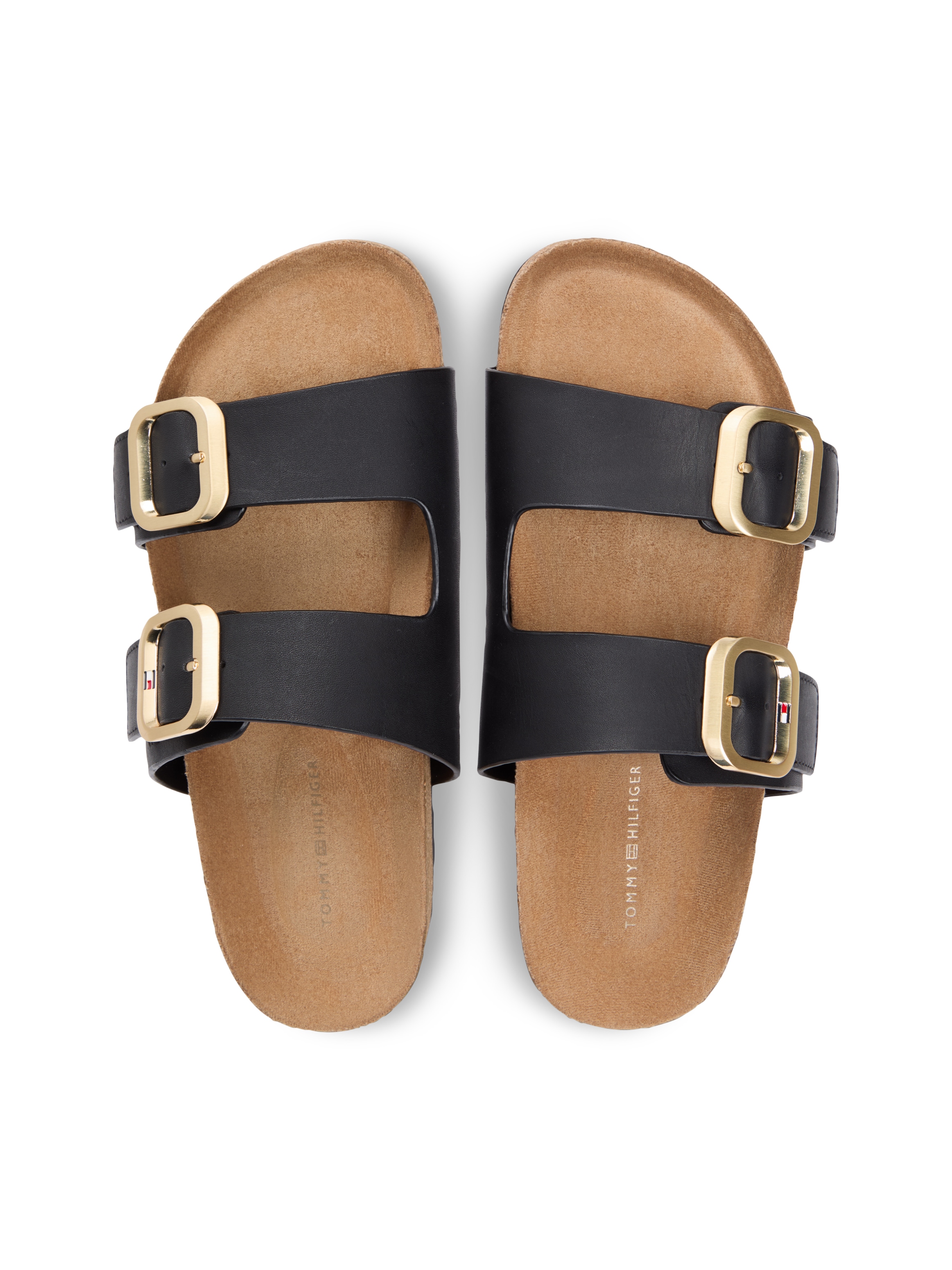 Tommy Hilfiger Pantolette »TH CLASSIC CORK SANDAL LEATHER«  Sommerschuh, Schlupfschuh, Flat mit Logoemblem