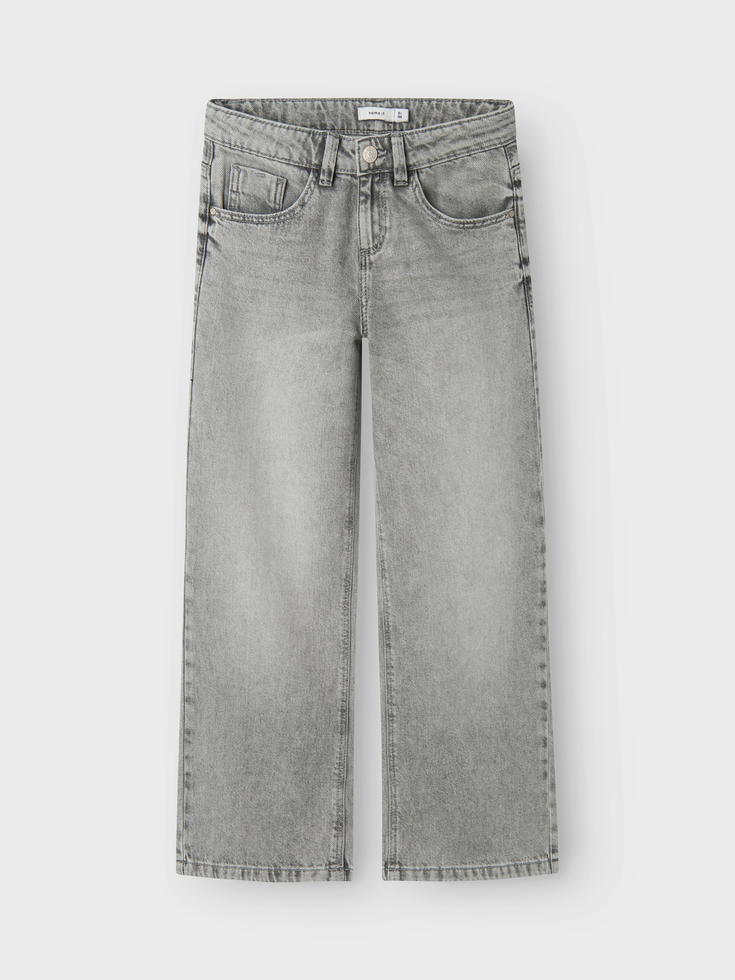 Name It Weite Jeans »NKFROSE für Mädchen mit weitem Bein und klassischem Sitz«, normal, Denim, Abriebeffekte, Reissverschluss