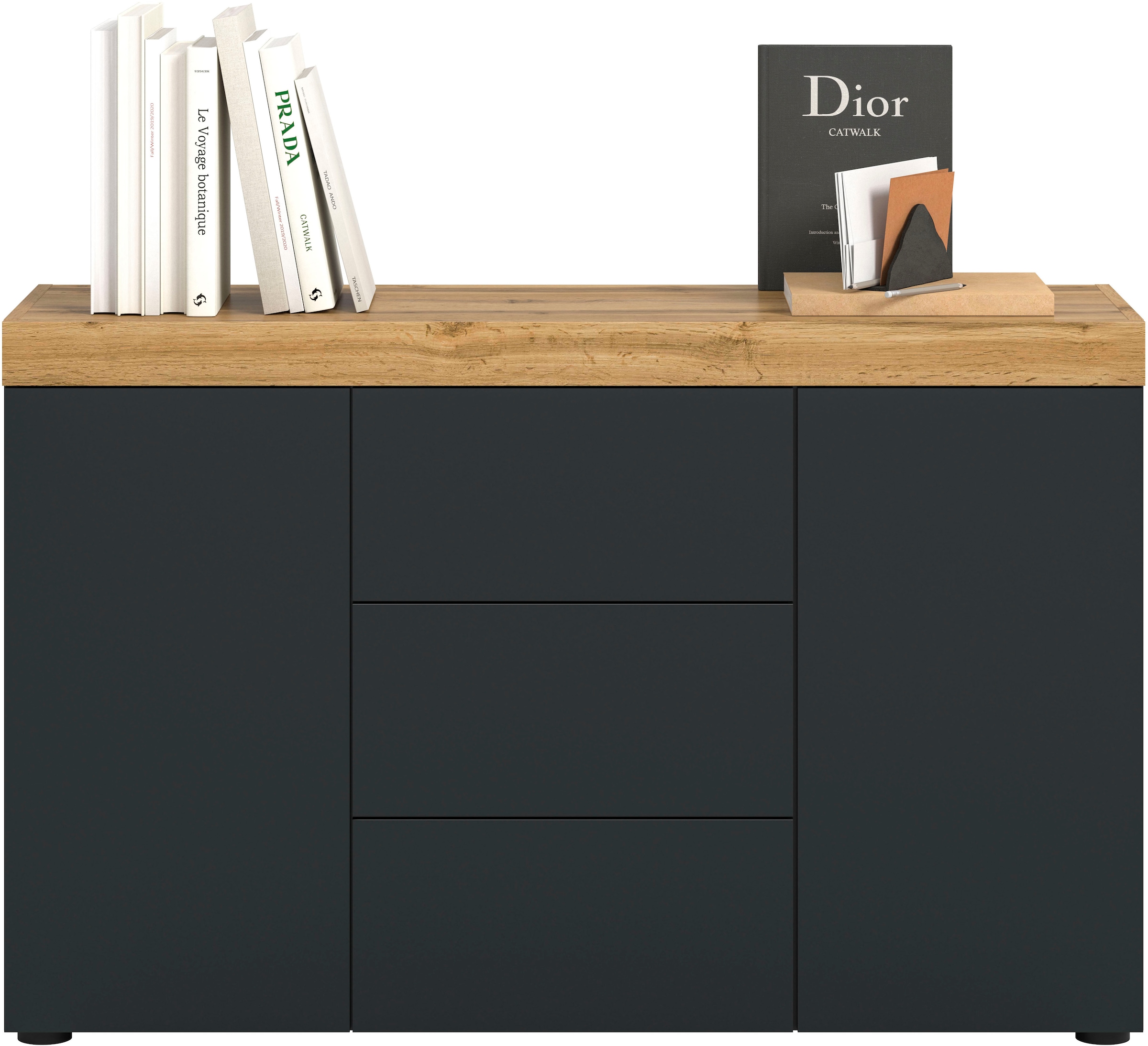 GOODproduct Sideboard »MAMBO, TOPSELLER!, Breite 125cm, 2 Türen, 3 Schubkästen, push-2-open« 2 farbige Ausführung, in verschiedenen Farben erhältlich, 1 cuis tlg. Sideboard, Kommode, Wohnzimmer, Flur, Arbeitszimmer