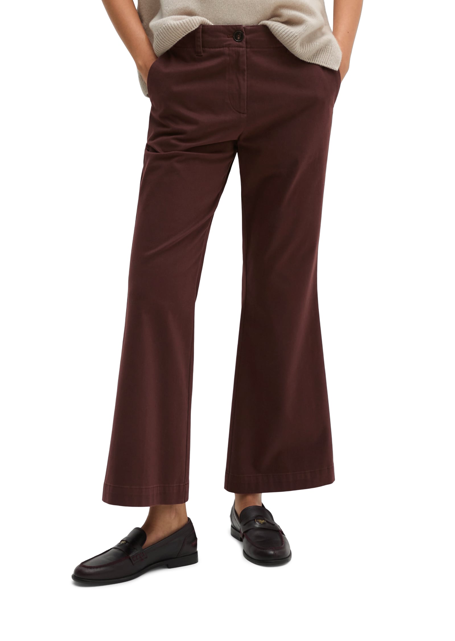 Marc O'Polo Pantalon 7/8  en satin stretch coton, coupe évasée