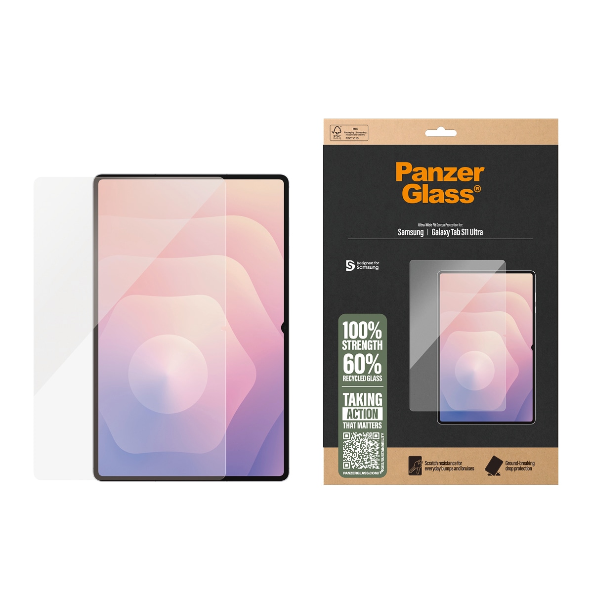 Image of CARE by PanzerGlass Displayschutzglas "Ultra-Wide Fit Screen Protector" für Samsung Galaxy Tab S11 Ultra Displayschutzfolie, Schutzfolie, Bildschirmschutz, kratz- & stossfest