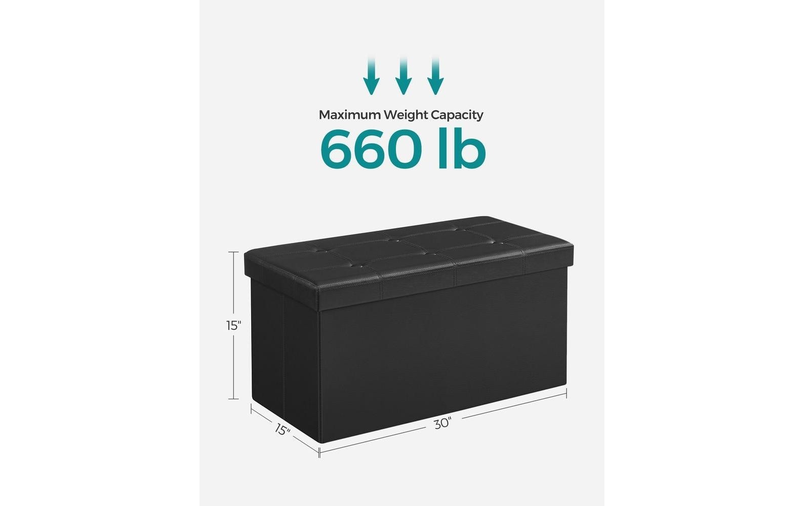 SONGMICS Sitztruhe »mit Aufbewahrung 76 x 38 cm Schwarz«