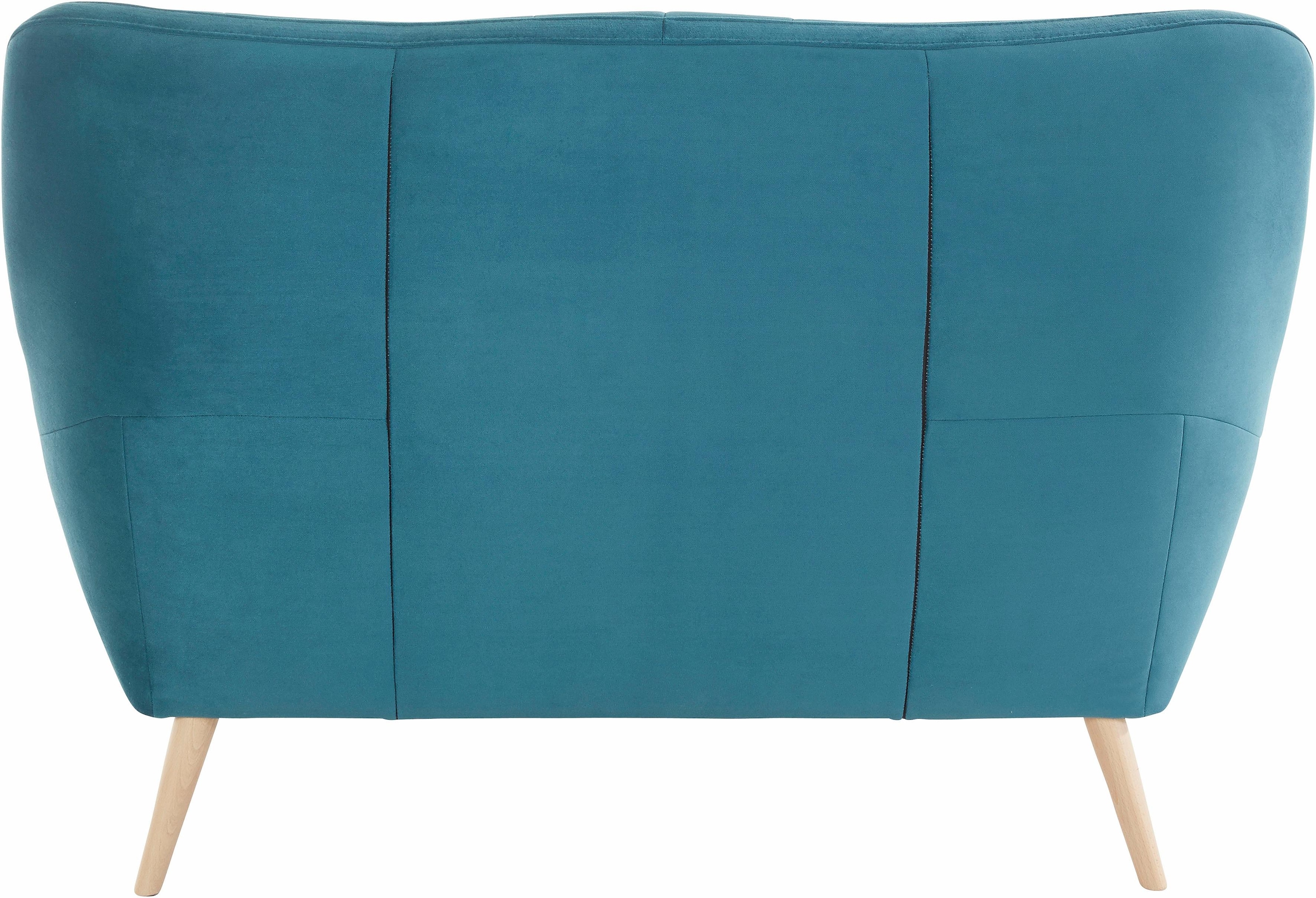exxpo - sofa fashion 2-Sitzer »Scandi, bequem, aufwendige Rückenpolsterung für mehr Sitzkomfort«, akuelle Farben in hochwertige Bezugsqualitäten, Holzfuss