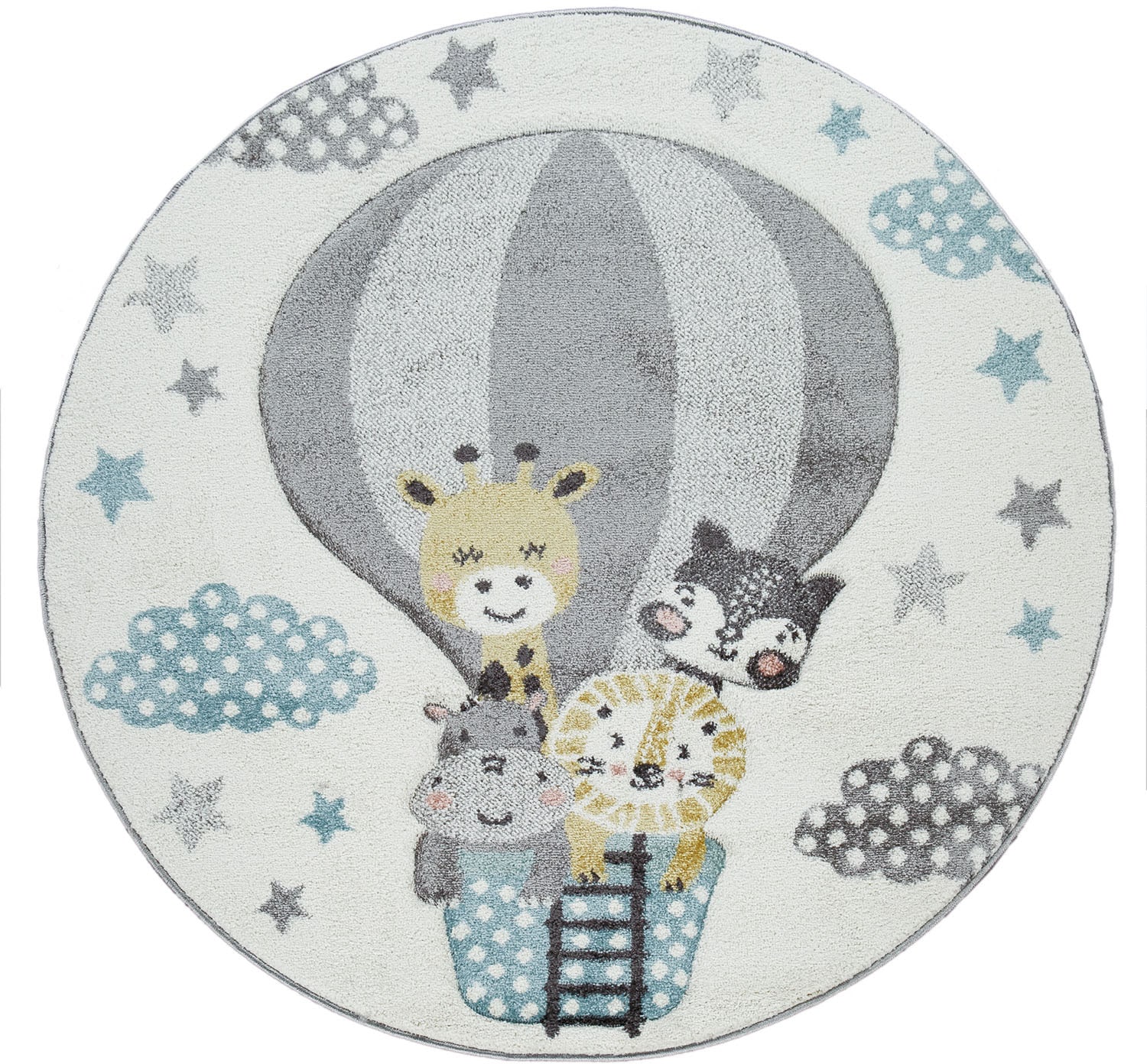 Paco Home Kinderteppich »Cosmo 343«, rund, 18 mm Höhe, 3D-Design, niedliches Tier Motiv, Pastell-Farben, Kinderzimmer