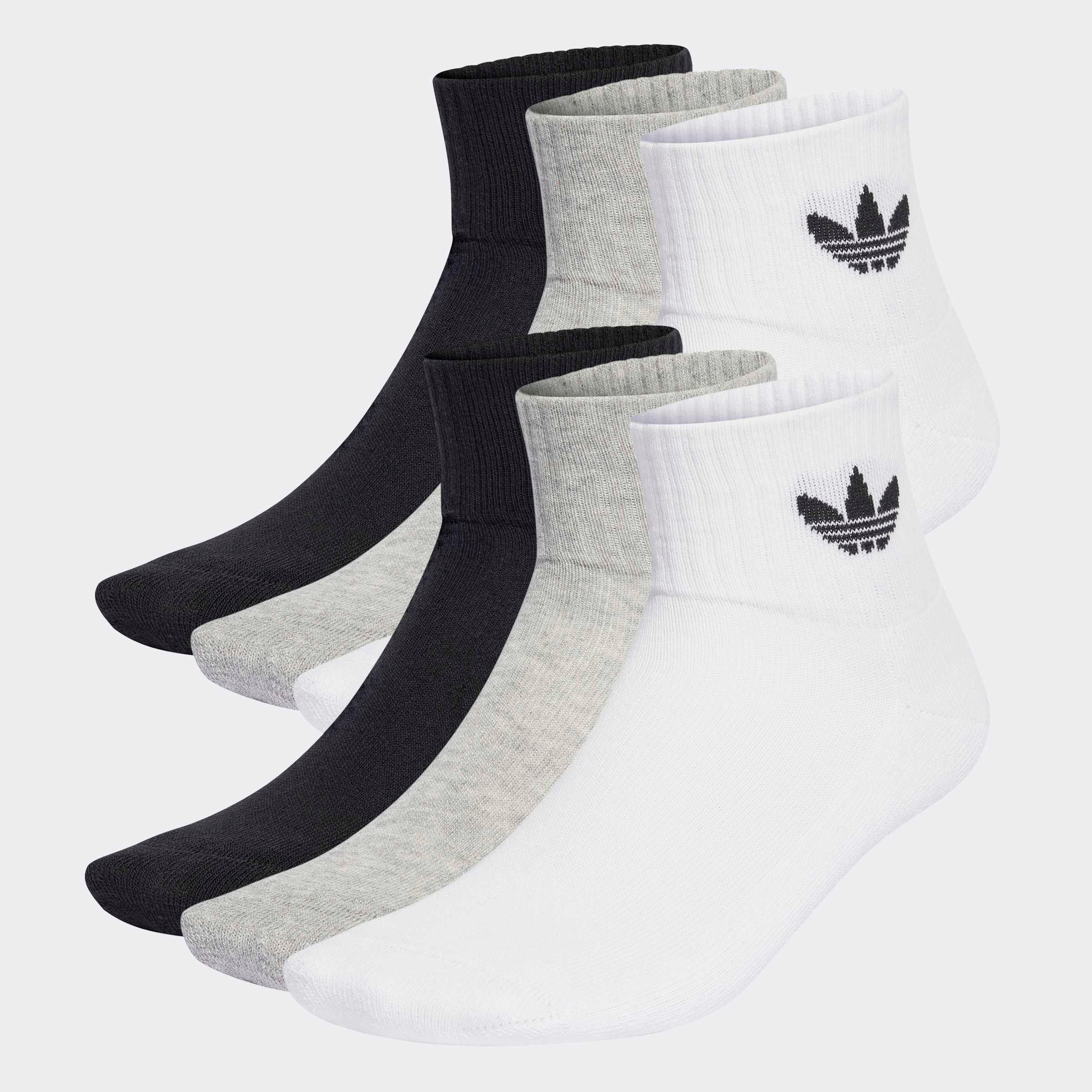 Image of adidas Originals Sportsocken "1/4 SOCKS 6P" 6 Paar tlg. für Laufen, 6er-Pack, mit Logodruck im Trefoil Style, knöchellang