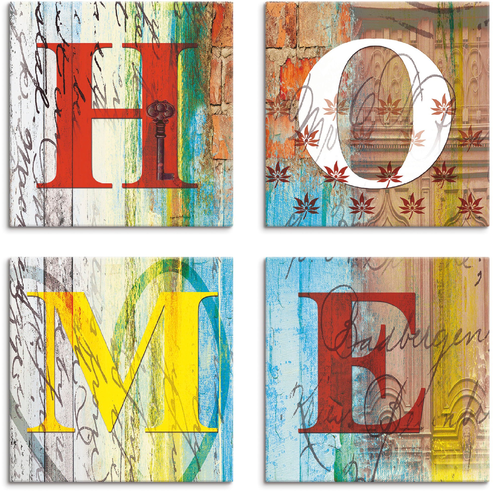 Image of Artland Leinwandbild »Buntes Zuhause«, Sprüche & Texte, (4 St.) bei Ackermann Versand Schweiz