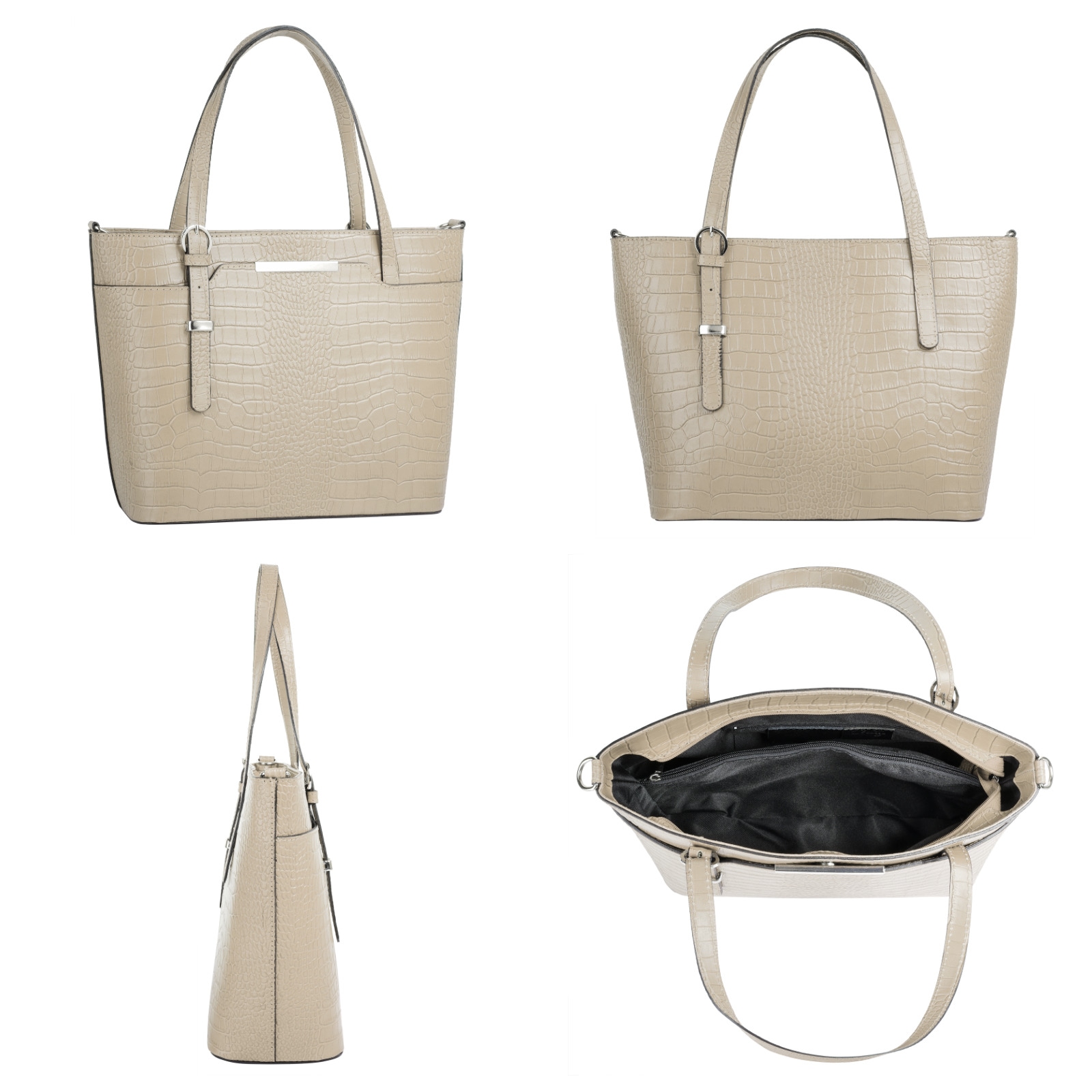 Cluty Henkeltasche, echt Leder, Made in Italy