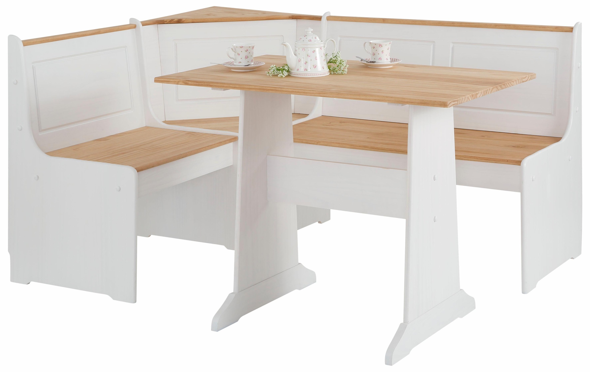 Image of GOODproduct Essgruppe "Sascha" 2 Stk. tlg. aus massivem Kiefernholz, bestehend aus einer Truhen-Eckbank + Tisch