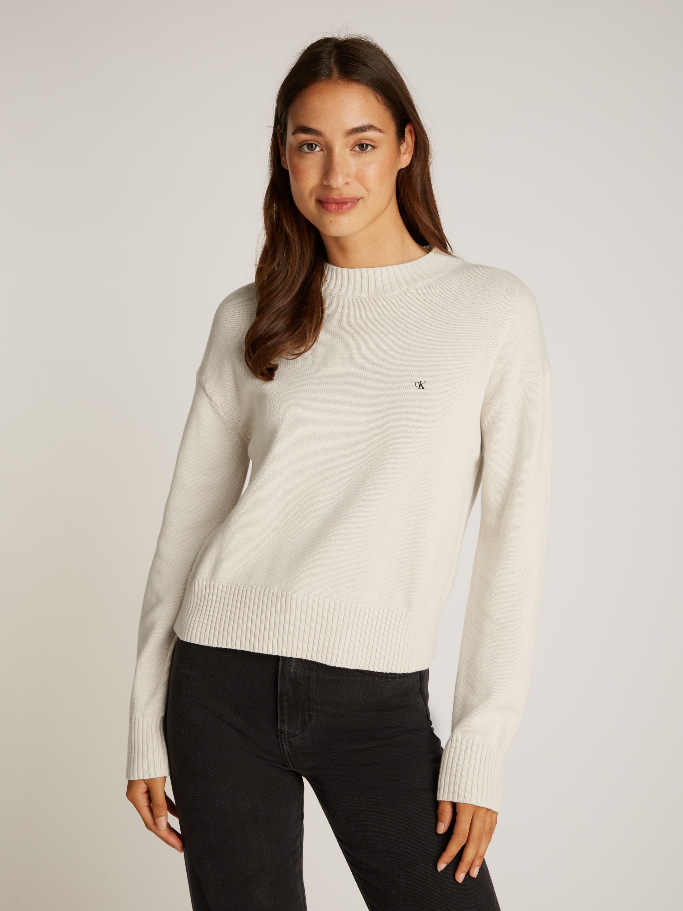 Calvin Klein Jeans Rundhalspullover »MONOGRAM EMBRO CREWNECK SWEATER«, mit Logostickerei