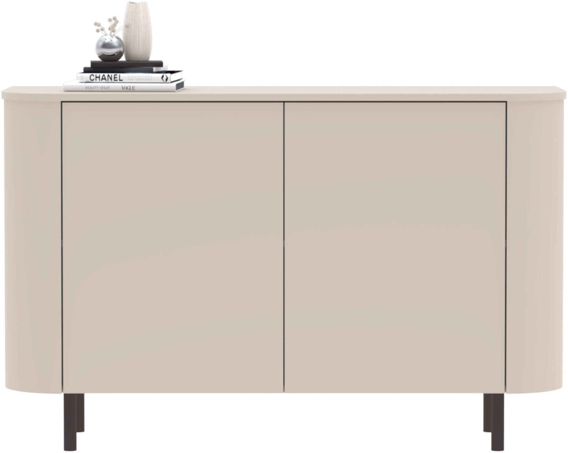 Image of GOODproduct Sideboard "Lido, 181 cm breit, 3 Türen, Anrichte, Kommode, Stauraumschrank" Formgebogenes MDF, Stirnseiten mit Rundung, Push-to-open, Metallfüsse