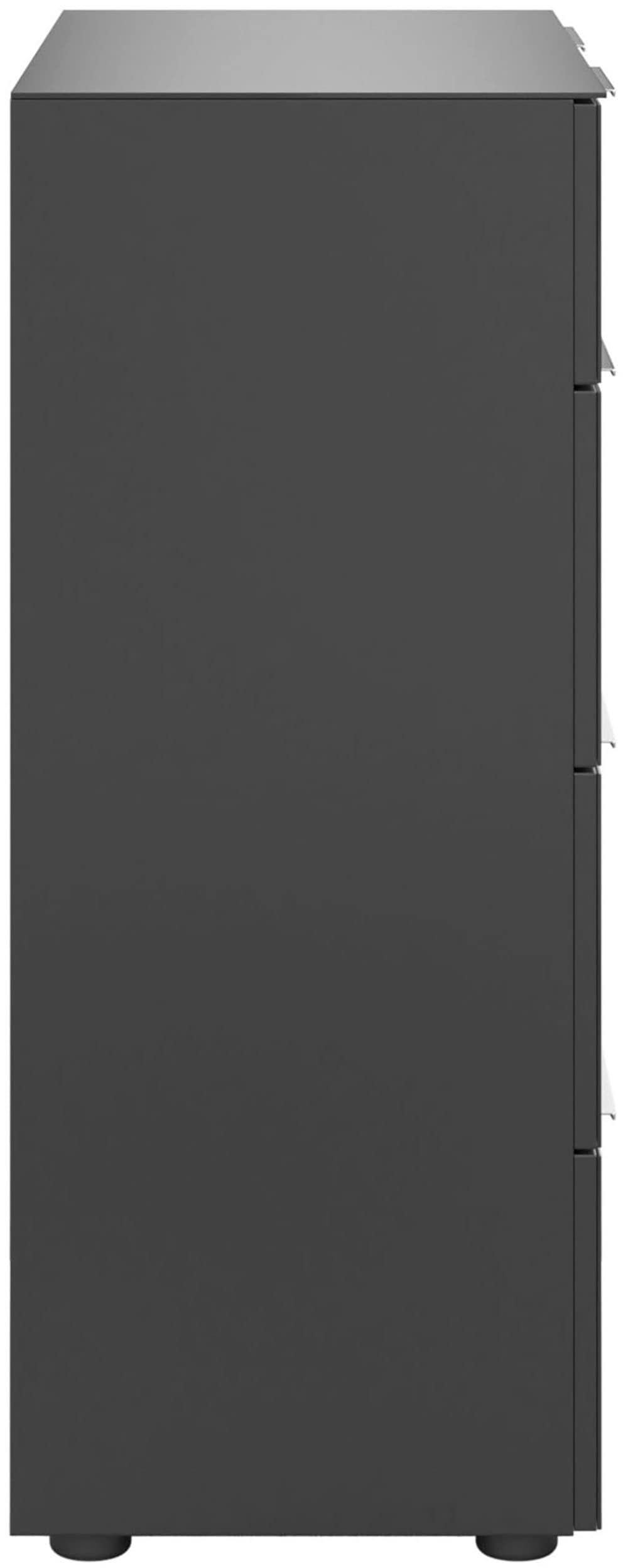 Manjana Möbel Commode »mit Chrom oder Schwarz matten Metallgriffen & Glasfront, Soft-Close« melaminbeschichteter Korpus, mit Vollauszug, Made in Germany