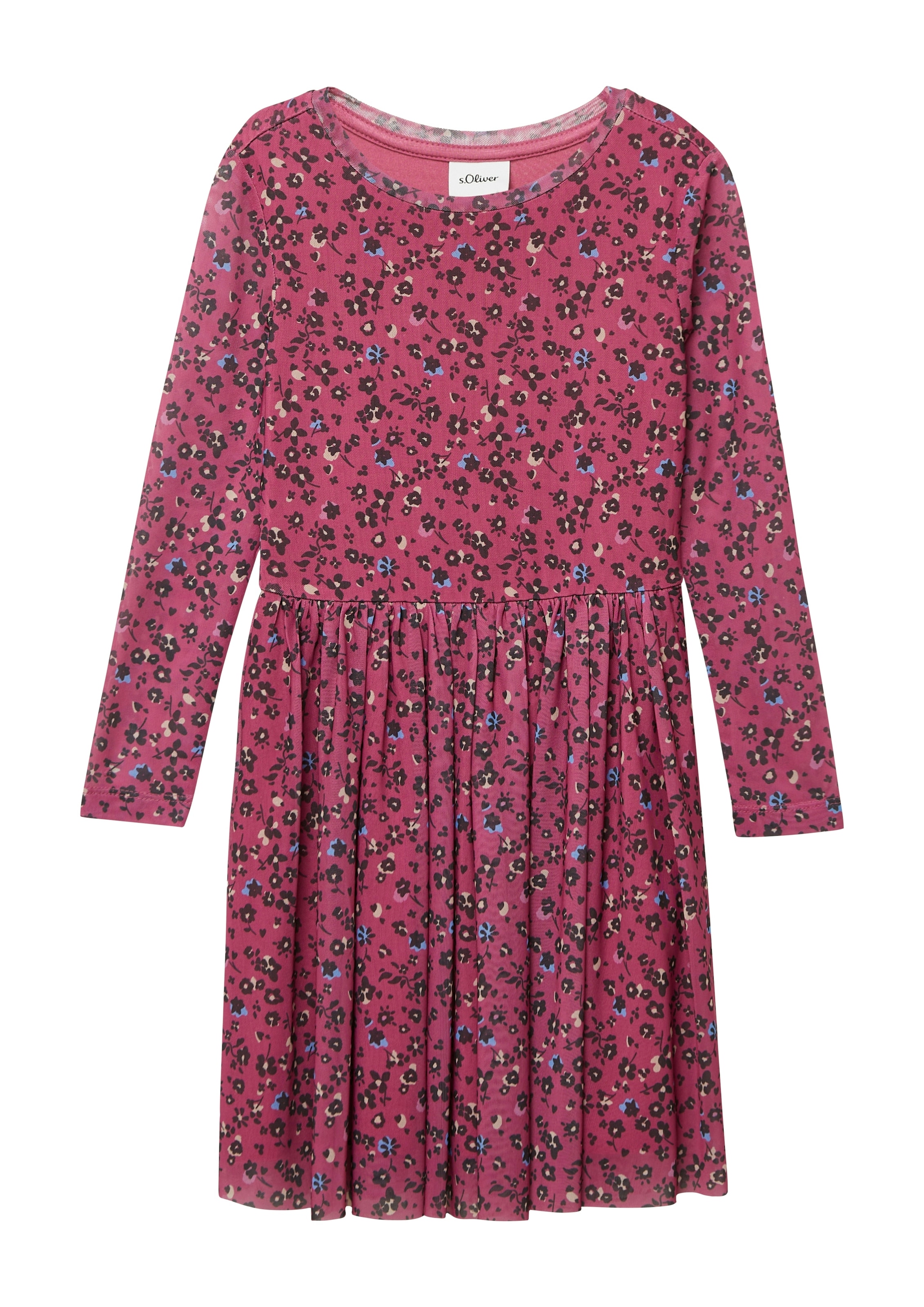 Image of s.Oliver Junior Meshkleid Ohne Taschen mit floralem Muster, langarm, für Girls