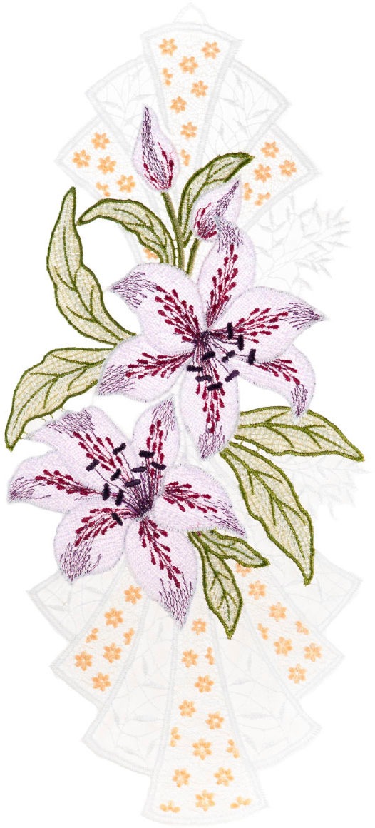 Image of W. Reuter & Sohn - Plauener Spitze® Fensterbild »Fensterbild "Lilienstrauss" farbig« bei Ackermann Versand Schweiz