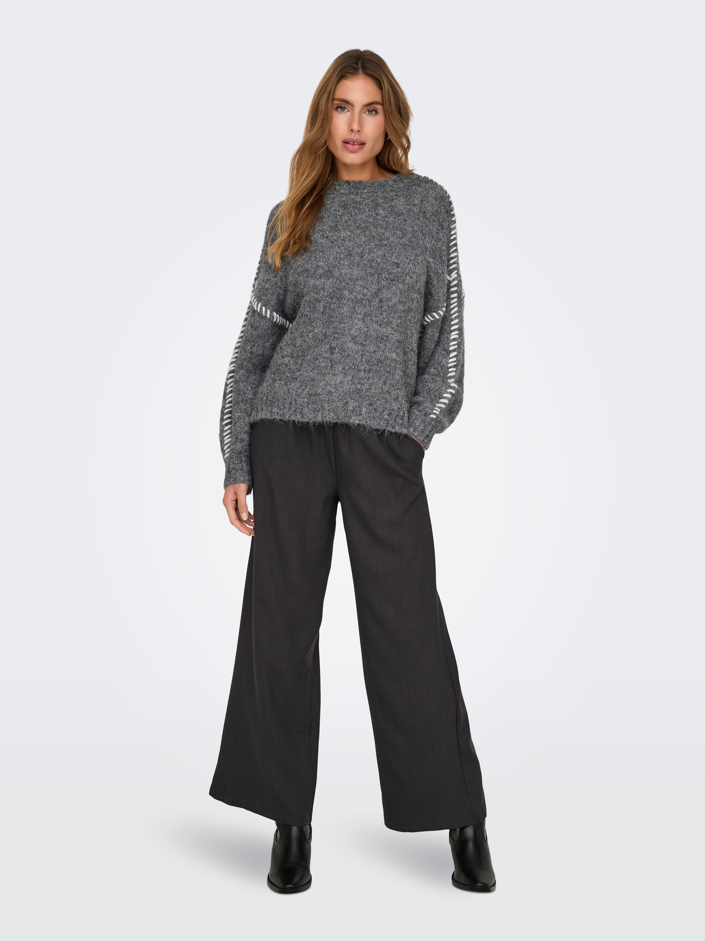 JDY Rundhalspullover »JDYZOEY LIFE L/S ON STITCH PULL KNT NOOS« mit dekorativen Ziernähten