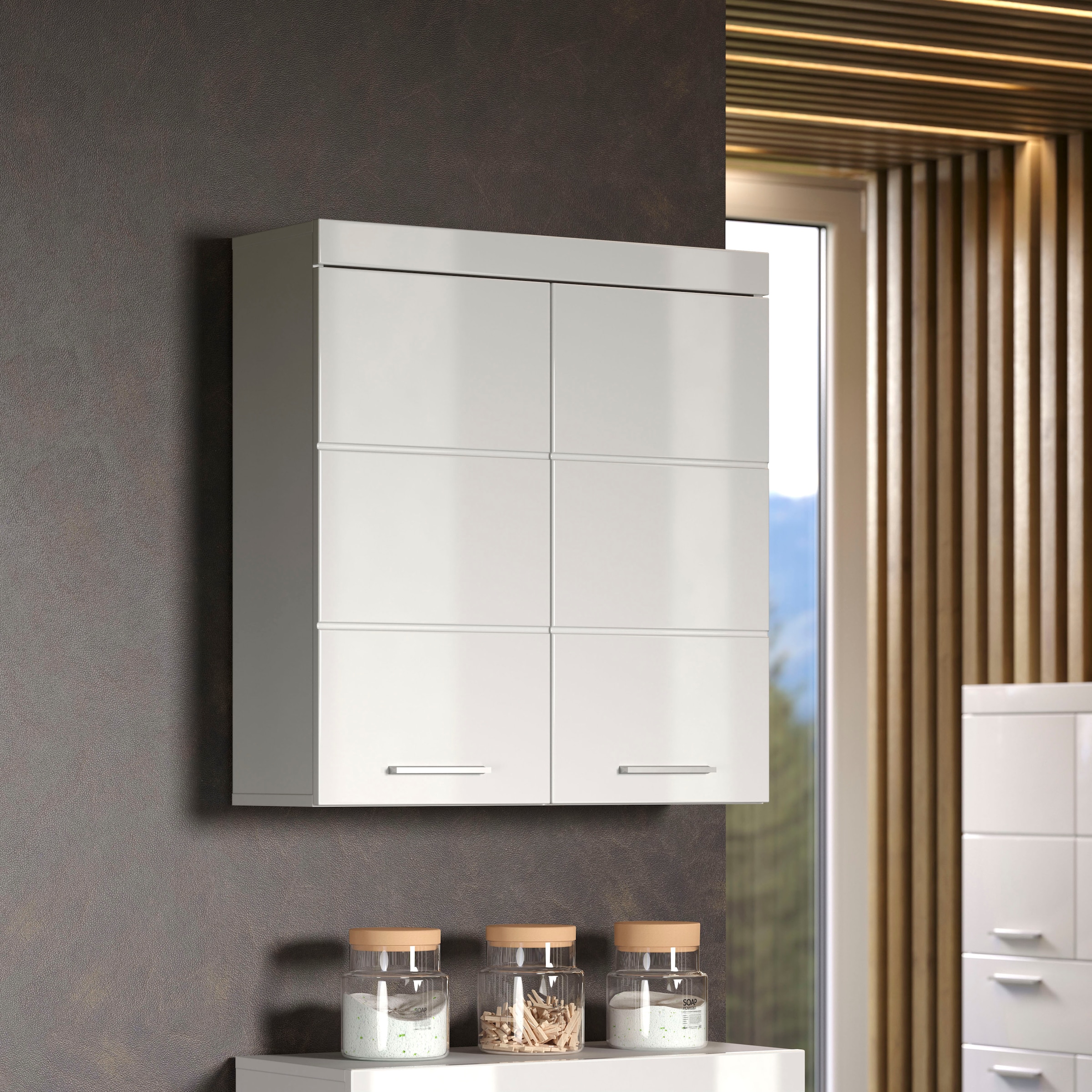 welltime Hängeschrank »Avena«, Badschrank breit mit verstellbaren Böden - Masse (B/T/H) 73/23/77 cm