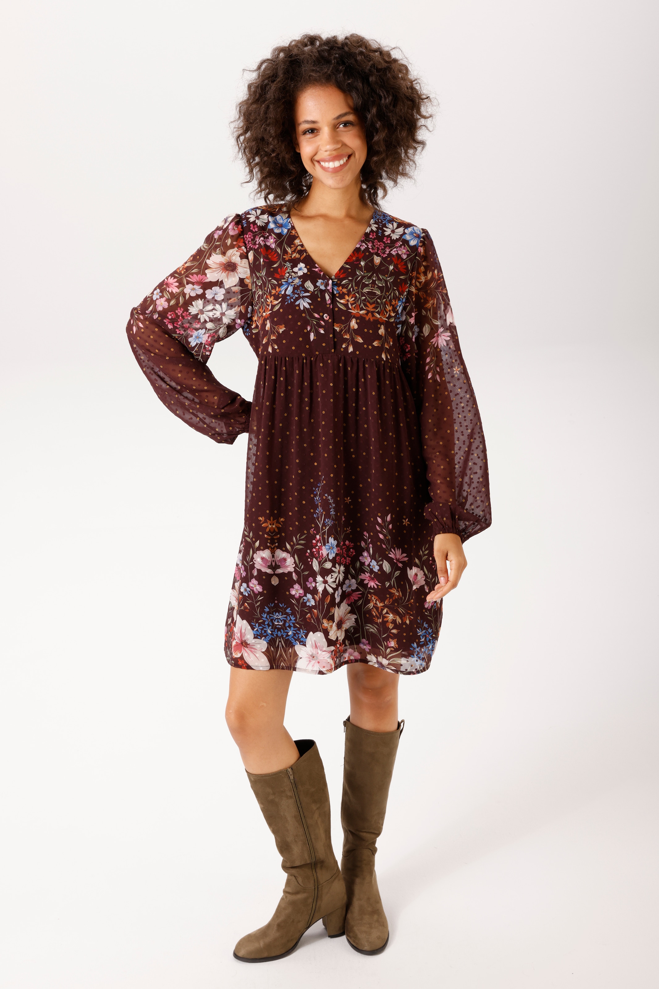 Image of Aniston CASUAL Tunikakleid mit farbenfrohen Blumendruck und Punkten - NEUE KOLLEKTION