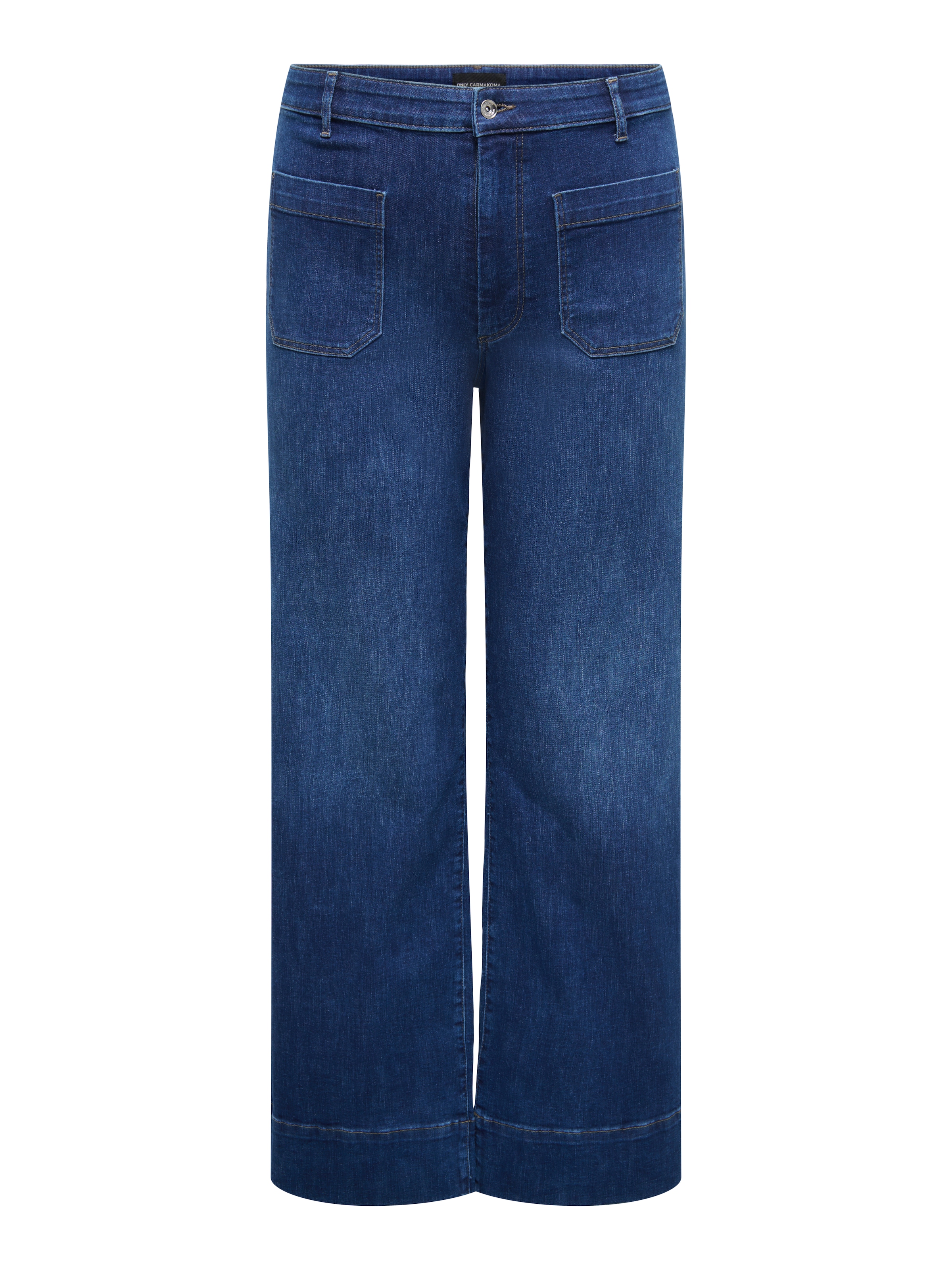 ONLY CARMAKOMA Jeans taille haute »CARMADISON-WAUW HW POCKET WIDE BOX NOOS« Mélange de coton, taille haute, aspect denim foncé légèrement lavé
