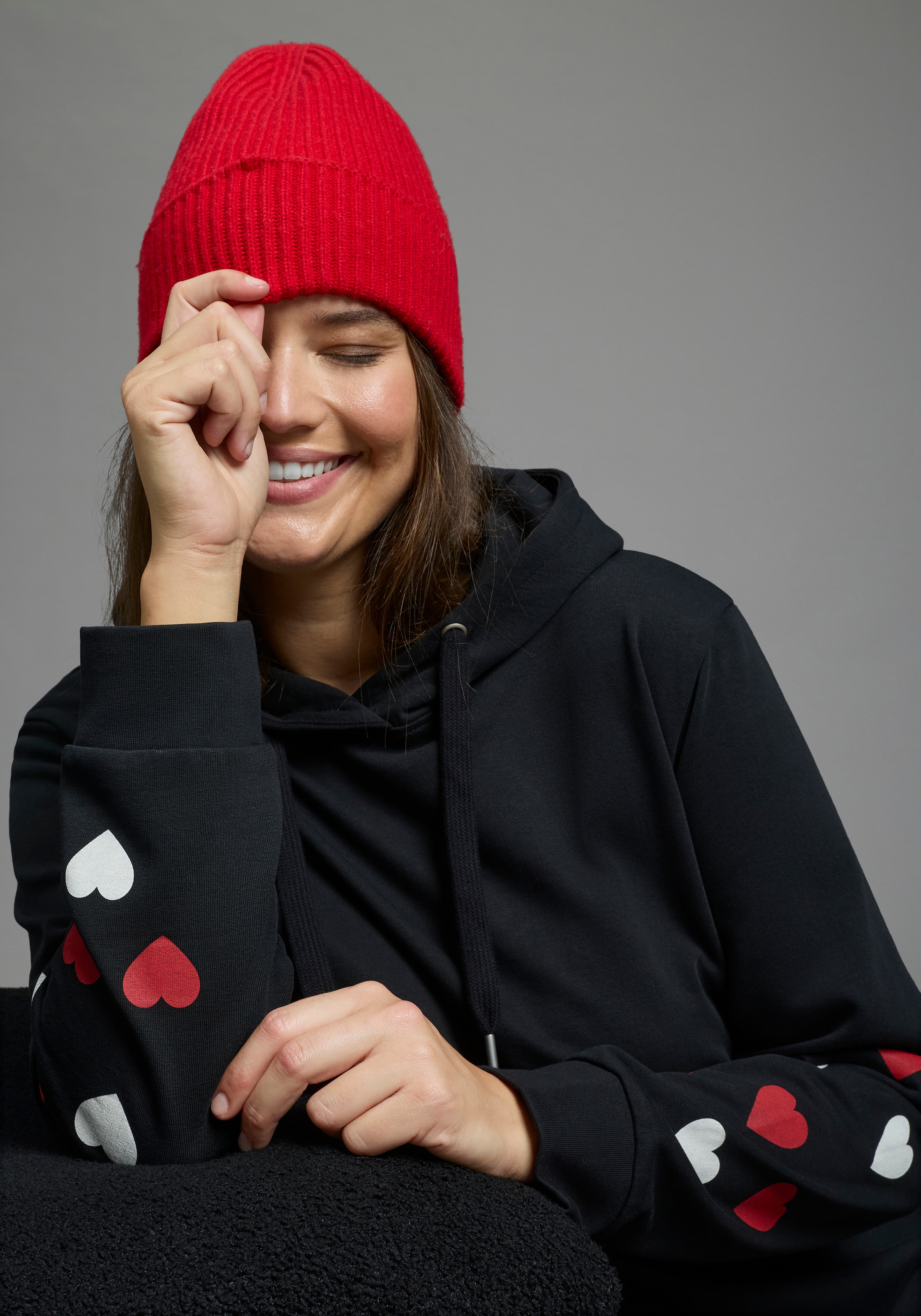 Laura Scott CURVE Kapuzensweatshirt »Grosse Grössen«, im Oversized Look aus weicher Baumwolle
