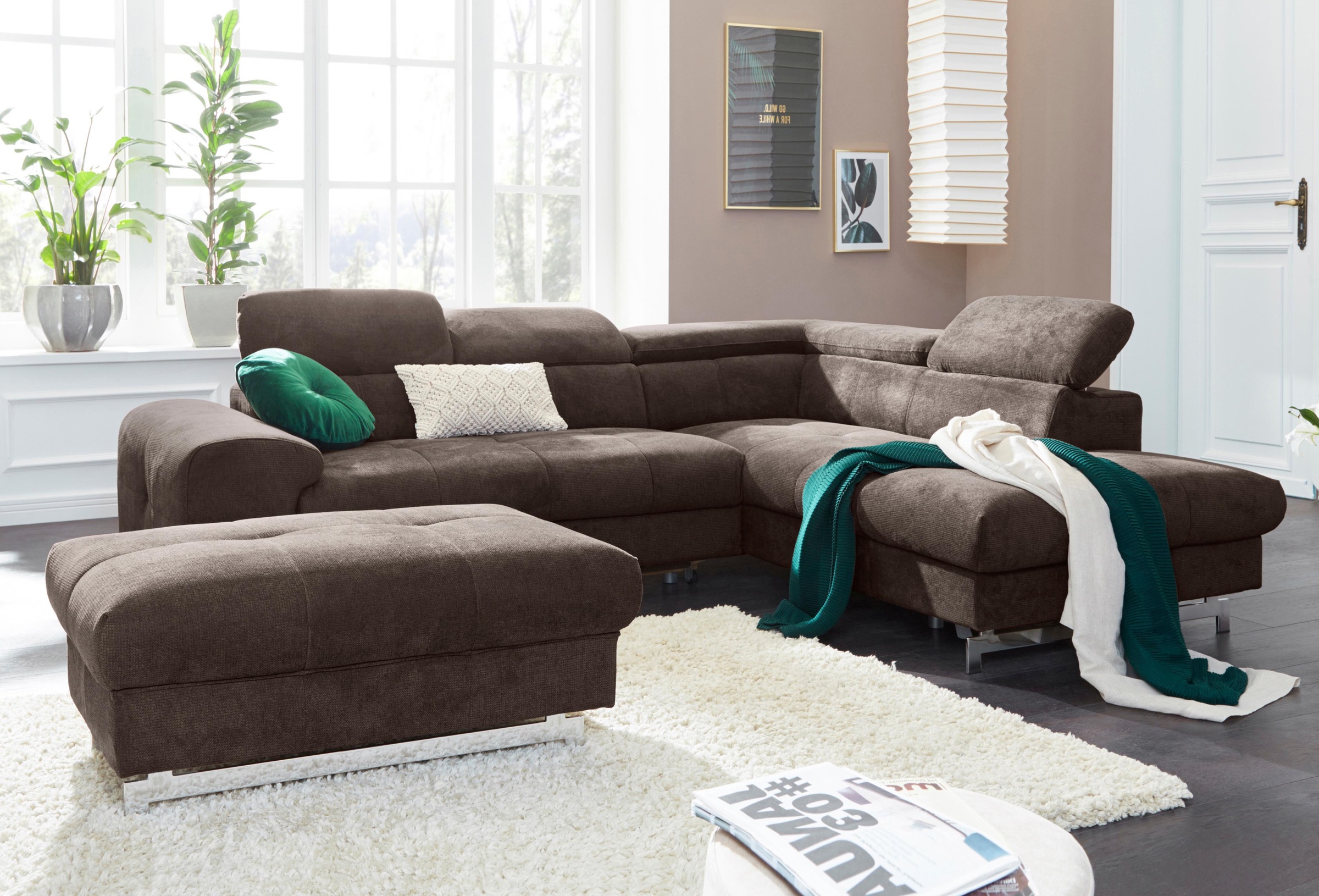 COTTA Ecksofa »Chef L-Form« mit Kopfteilverstellung, wahlweise mit Bettfunktion & Bettkasten