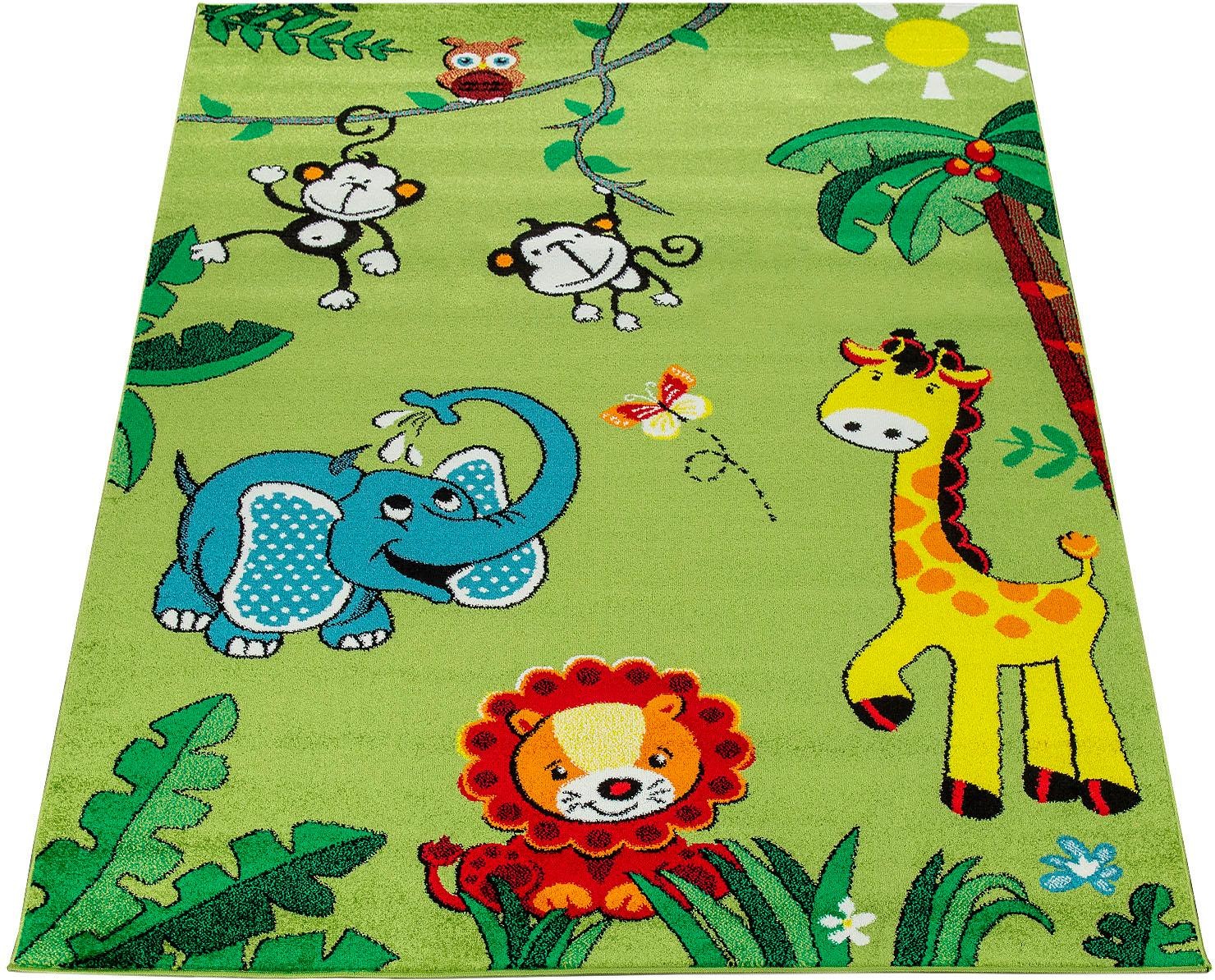 Image of Paco Home Kinderteppich »ECE 958«, rechteckig, 14 mm Höhe, Kurzflor, Motiv süsse Zoo Tiere, Kinderzimmer bei Ackermann Versand Schweiz