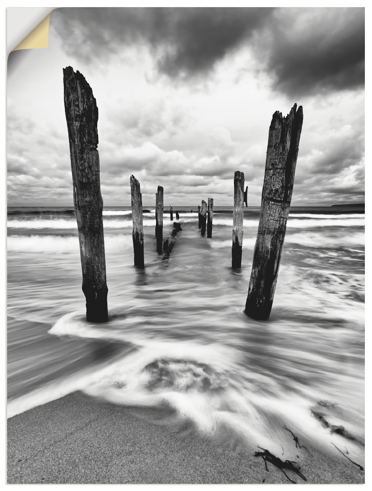 Image of Artland Wandbild »Holzstangen am Ostseestrand«, Küste, (1 St.), in vielen Grössen & Produktarten - Alubild / Outdoorbild für den Aussenbereich, Leinwandbild, Poster, Wandaufkleber / Wandtattoo auch für Badezimmer geeignet bei Ackermann Versand Schweiz