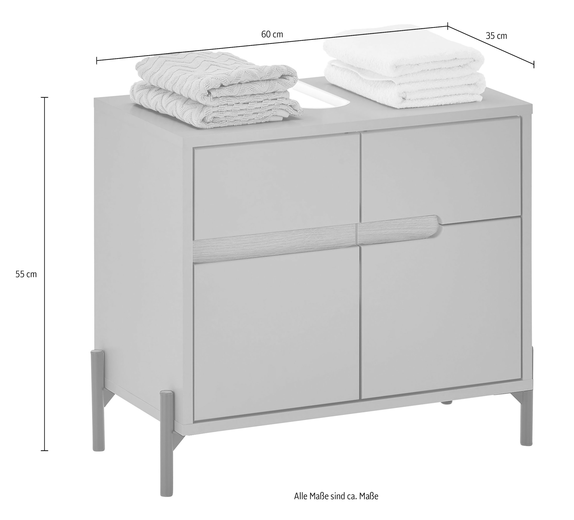 BASIC by Balculina Armoire sous lavabo »Avanto B/H/T 60x55x35 cm« 1 cuis tlg. Largeur 60cm, fermeture douce pour portes, FSC-Mix 70%
