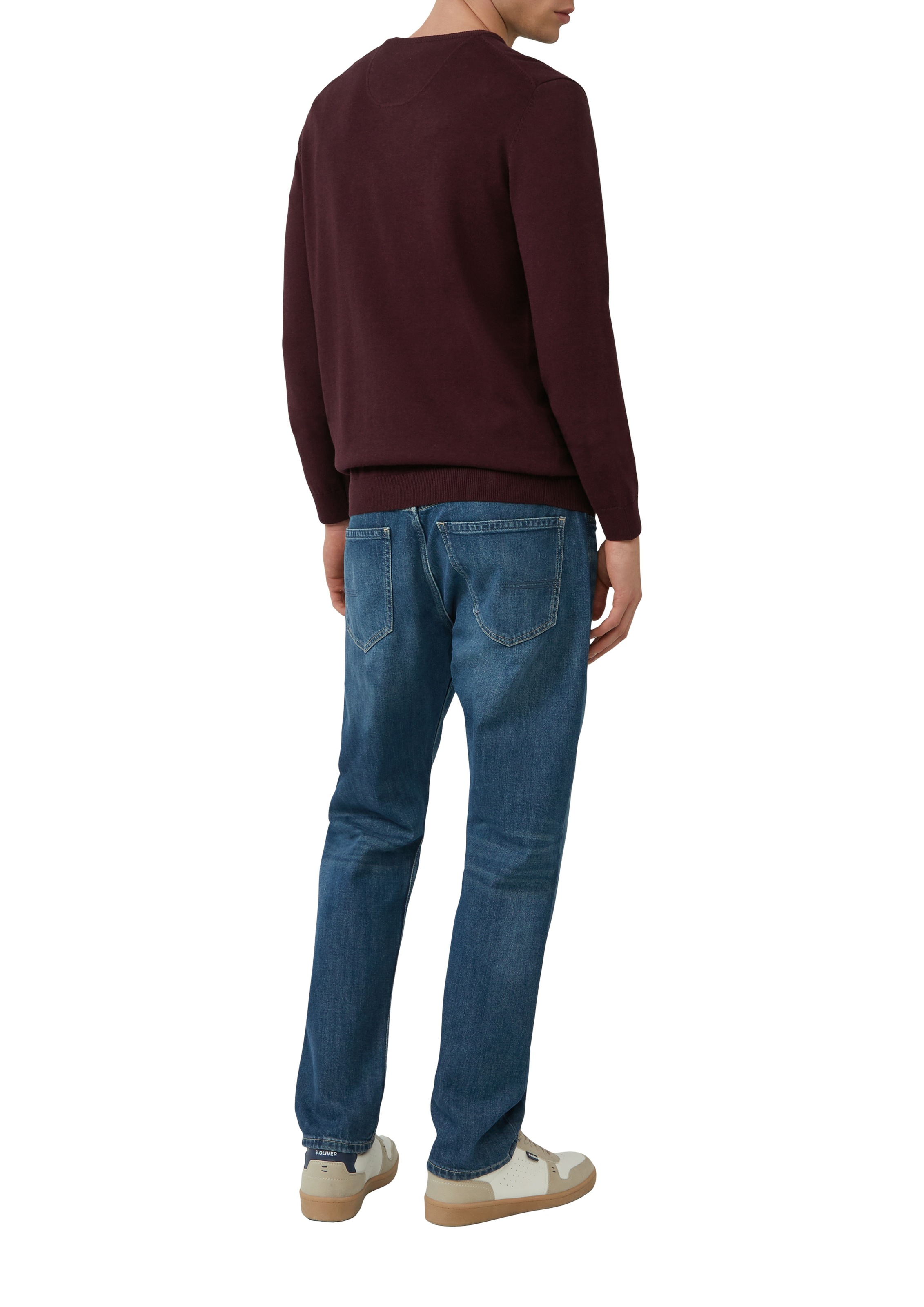 s.Oliver Strickpullover, in melierter Optik mit Logo-Stickerei