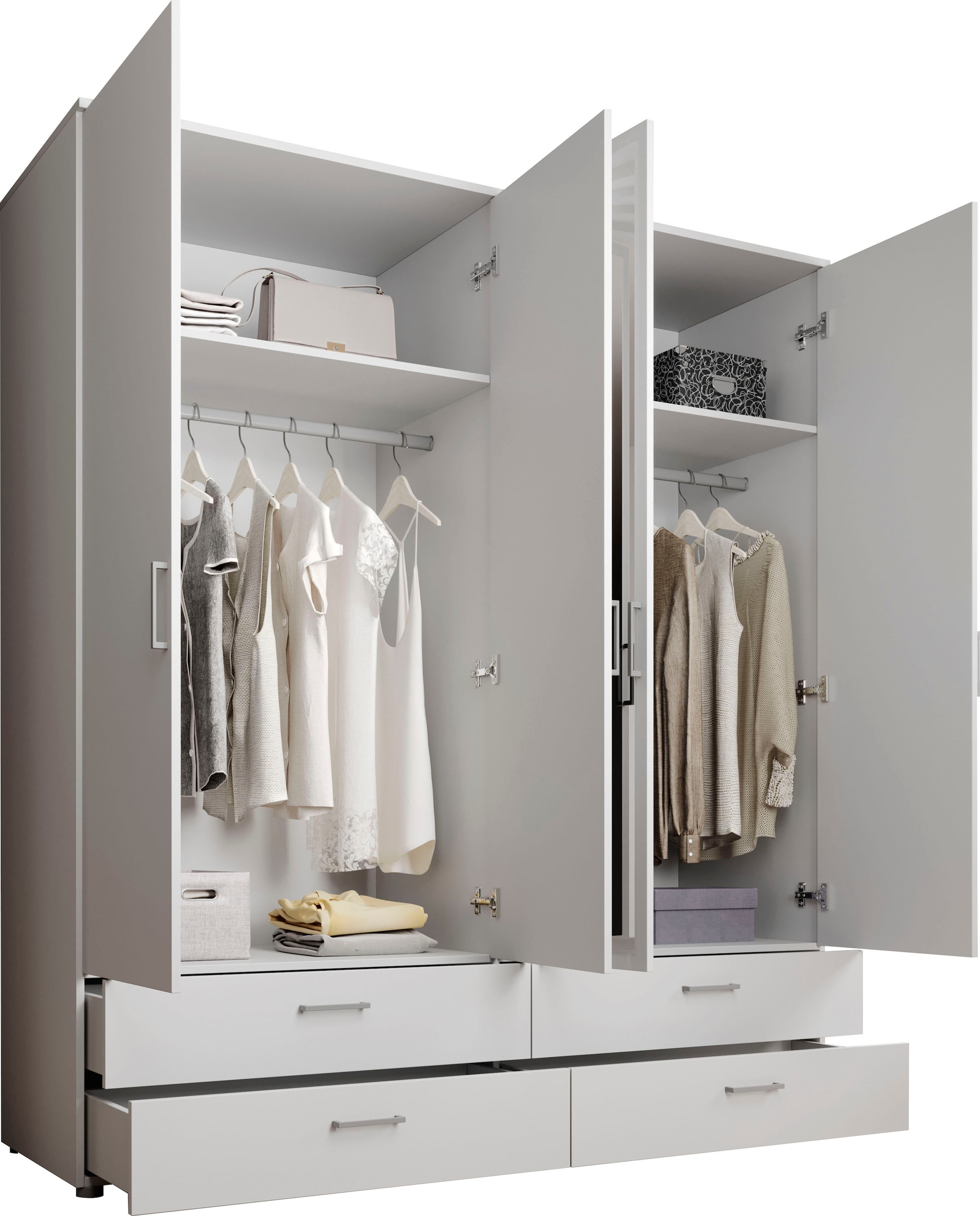 Schlafkontor Drehtürenschrank »Spazio«, weiss, Schlafzimmerschrank mit Spiegel