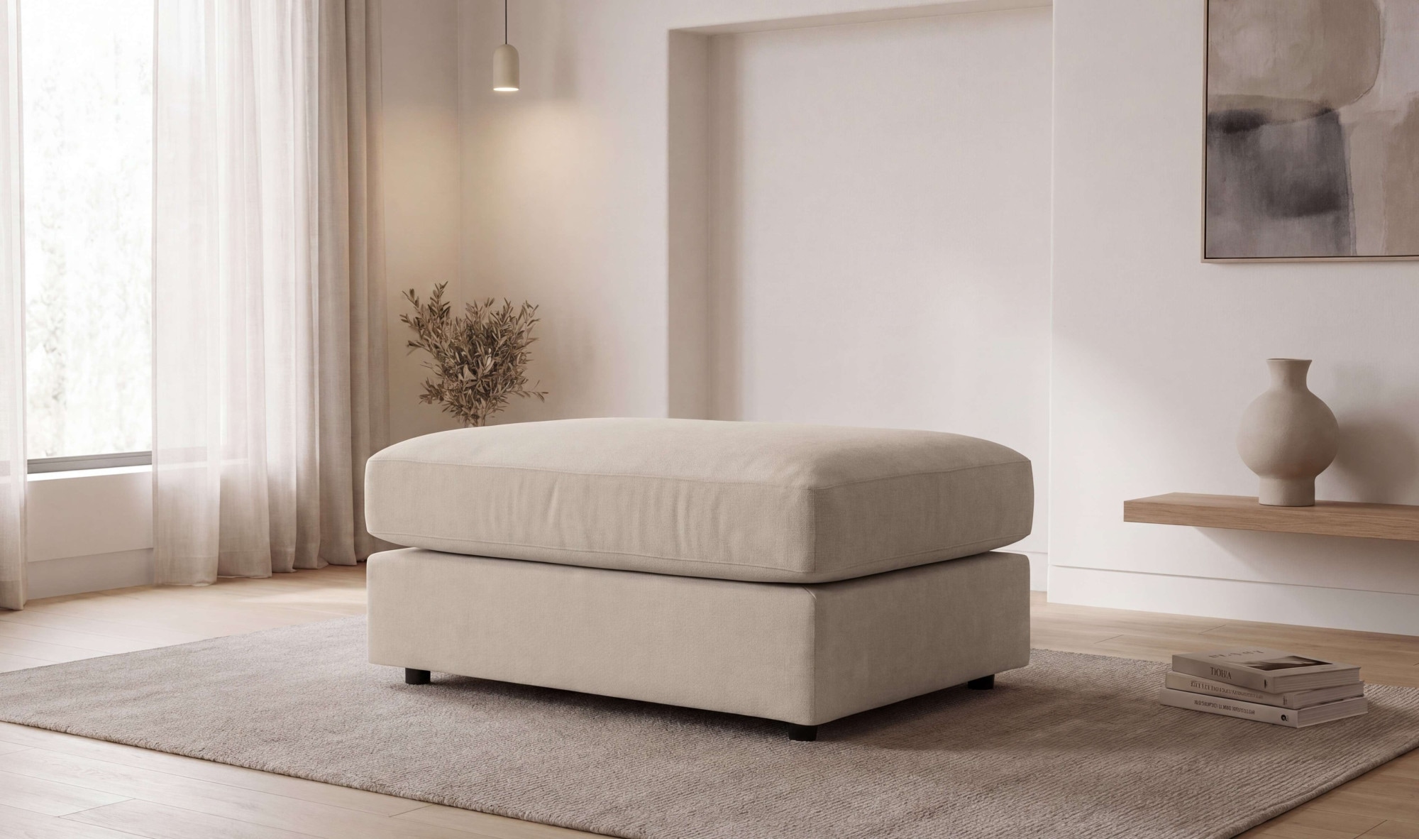 GOODproduct Tabouret rembourré »Nivette, weiches Chenille« 95x65 cm, eine tolle Ergänzung zum Sofa