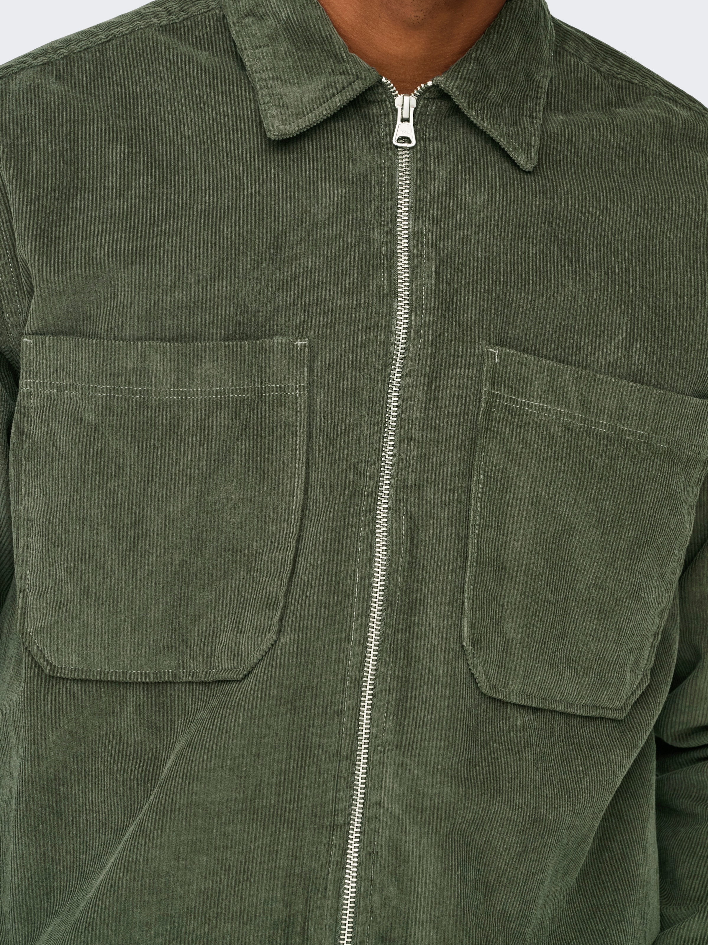 ONLY & SONS Langarmhemd »ONSALP 14W RLX 2PKT WASHD CORD LS ZIP«