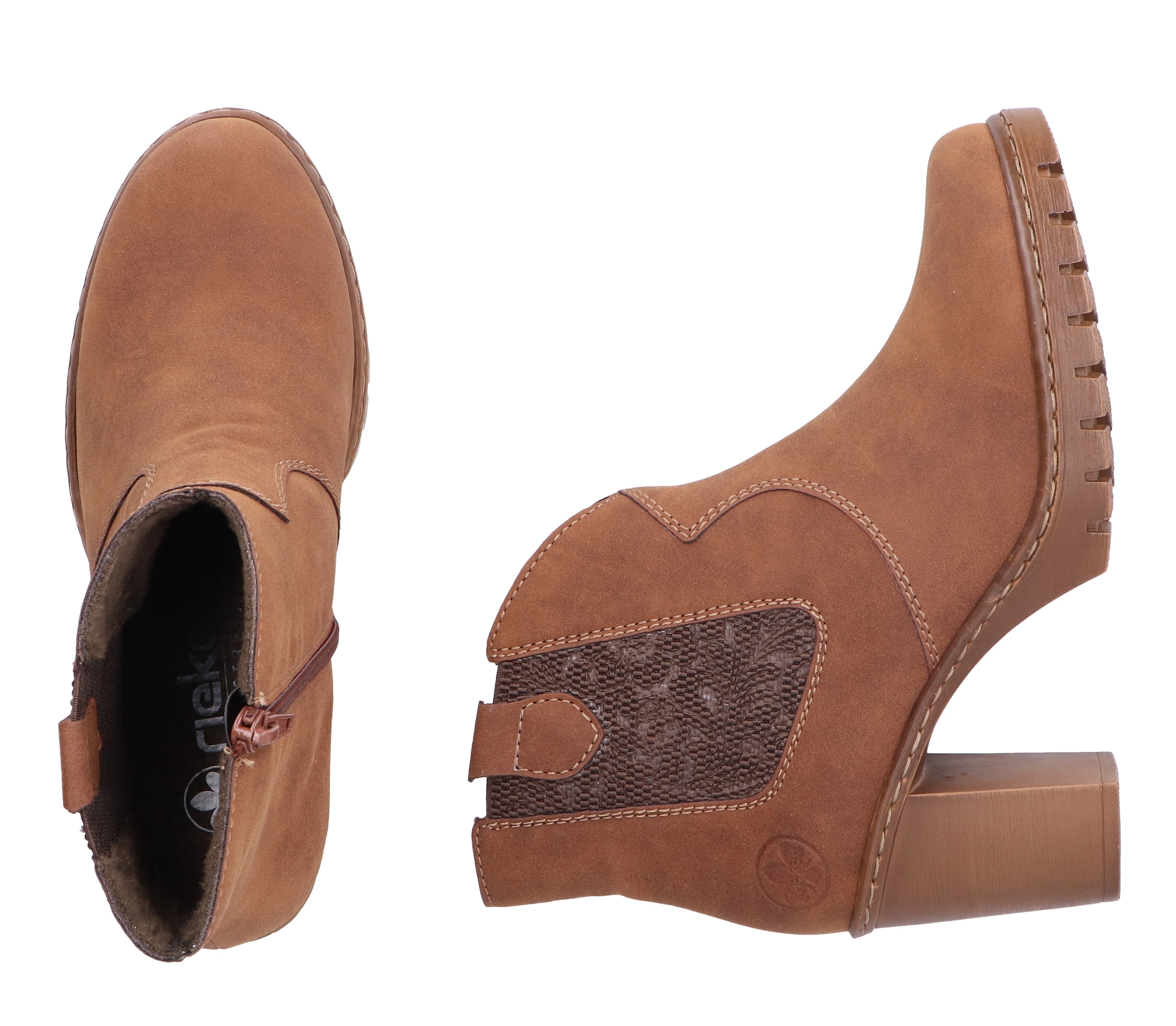 Rieker Cowboy Stiefelette, Westernstiefelette, Stiefelette mit seitlichem Stretcheinsatz