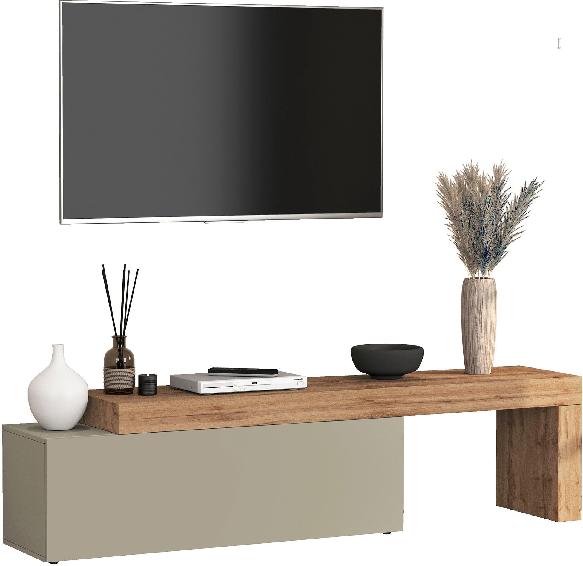 INOSIGN Lowboard »Chronos TV-Board, T-Schrank« Breite verstellbar von 180 bis 290 cm, 1 Stk. tlg. Breite 240 cm TV-Board,Lowboard,1 Klappe und ein L-Förmiger Aufsatz