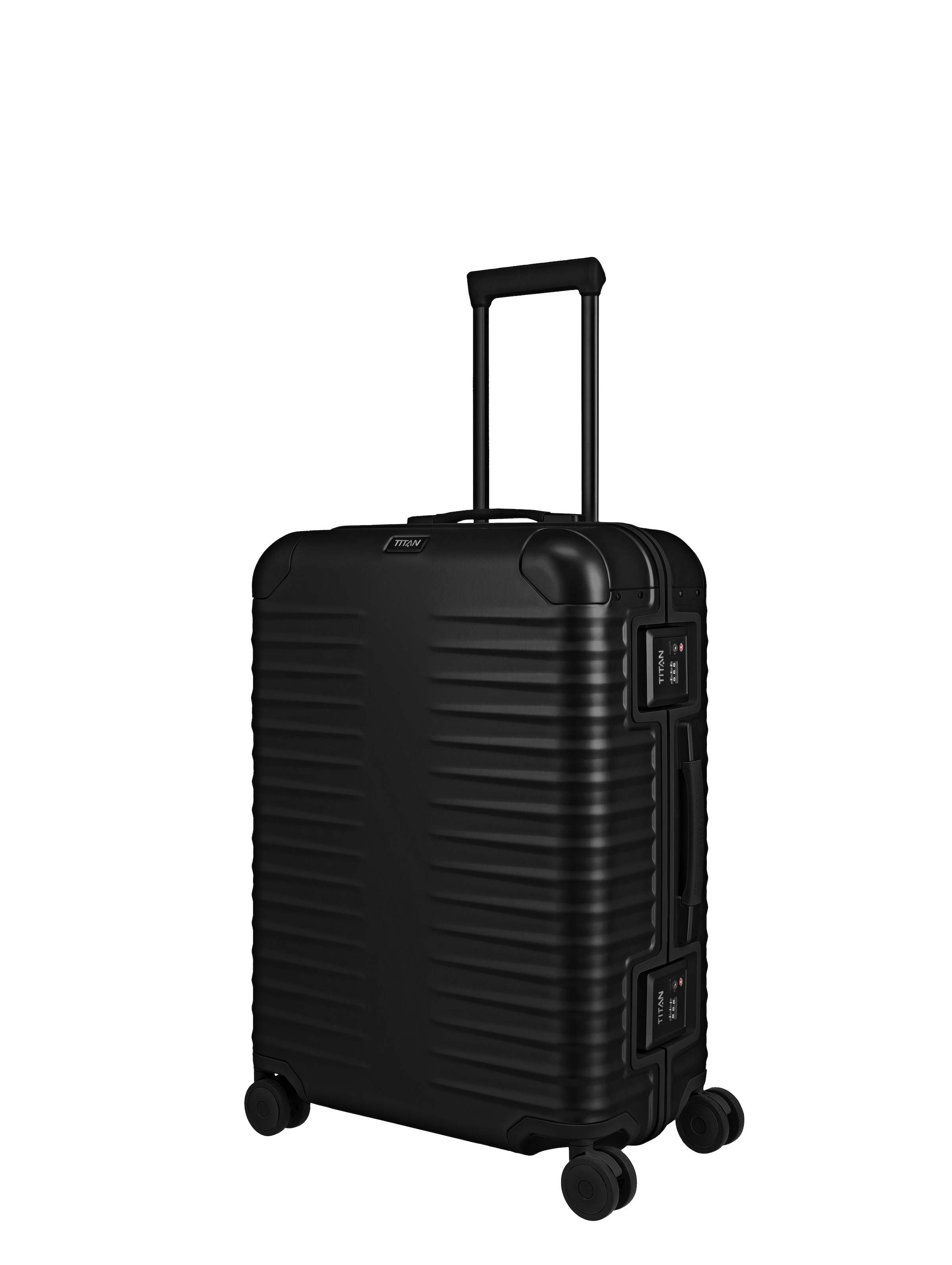 TITAN - Made in Germany Trolley »ETERNITY M+ Aluminium Reisekoffer Made in Germany« 81 l 4 Rollen 100 % aluminium, cadre intelligent et poignées en cuir véritable