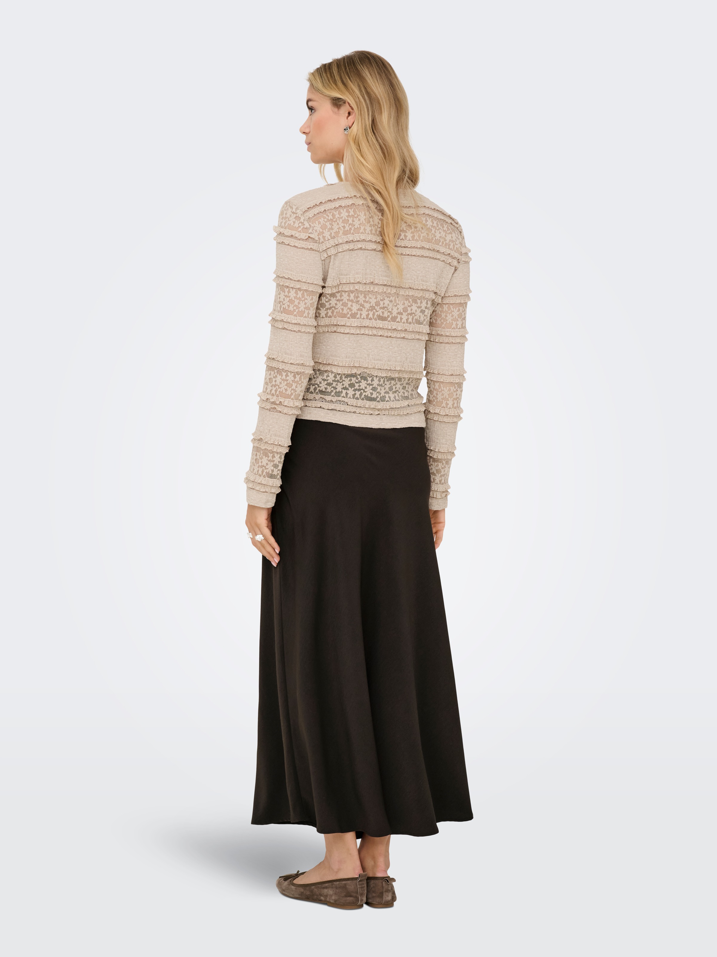JDY Longsleeve »JDYSARAH L/S LACE TOP JRS NOOS« Kunstfaser, normal geschnitten
