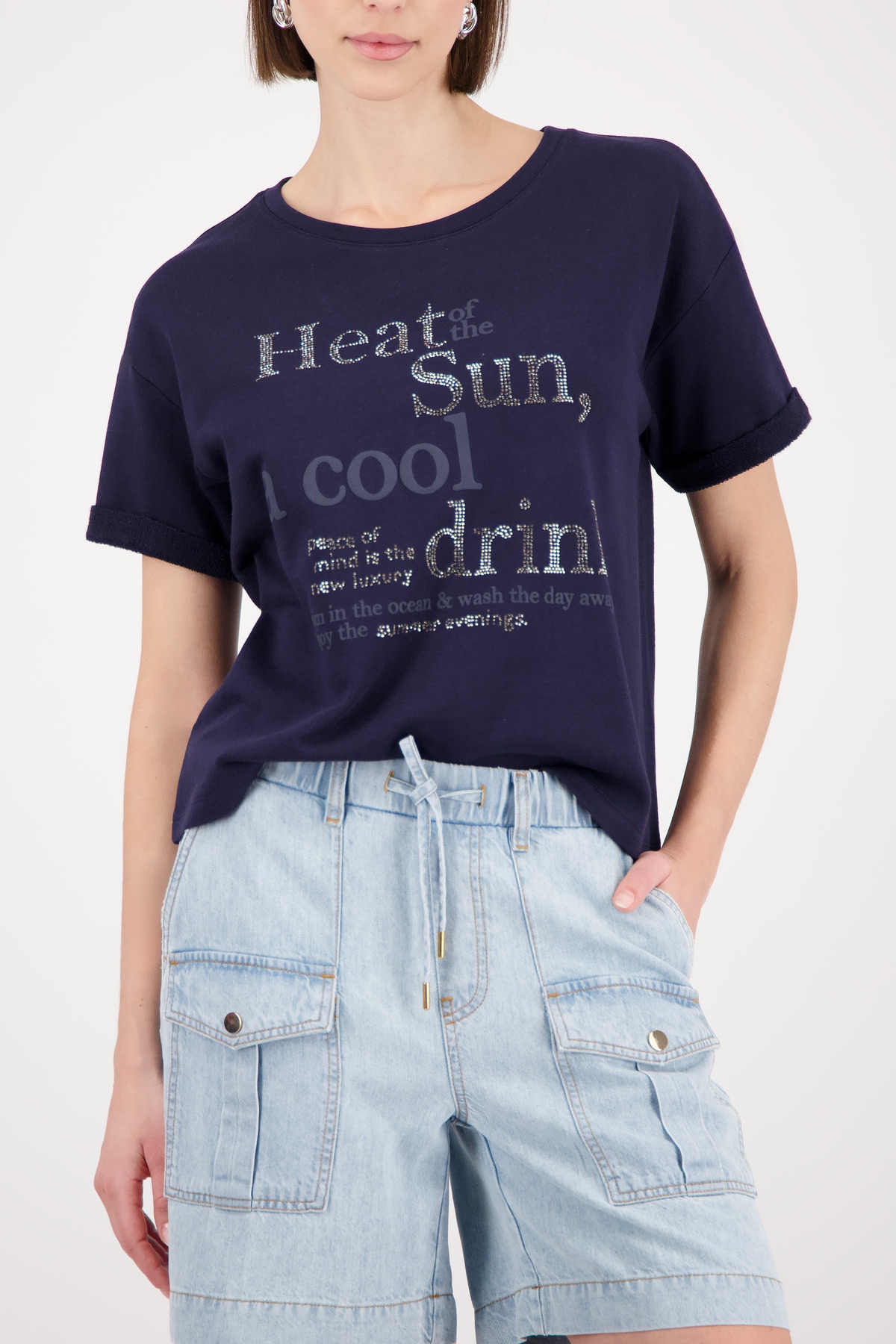 Image of Monari Sweatshirt "Sweatshirt tonige Schrift", mit Glitzernieten