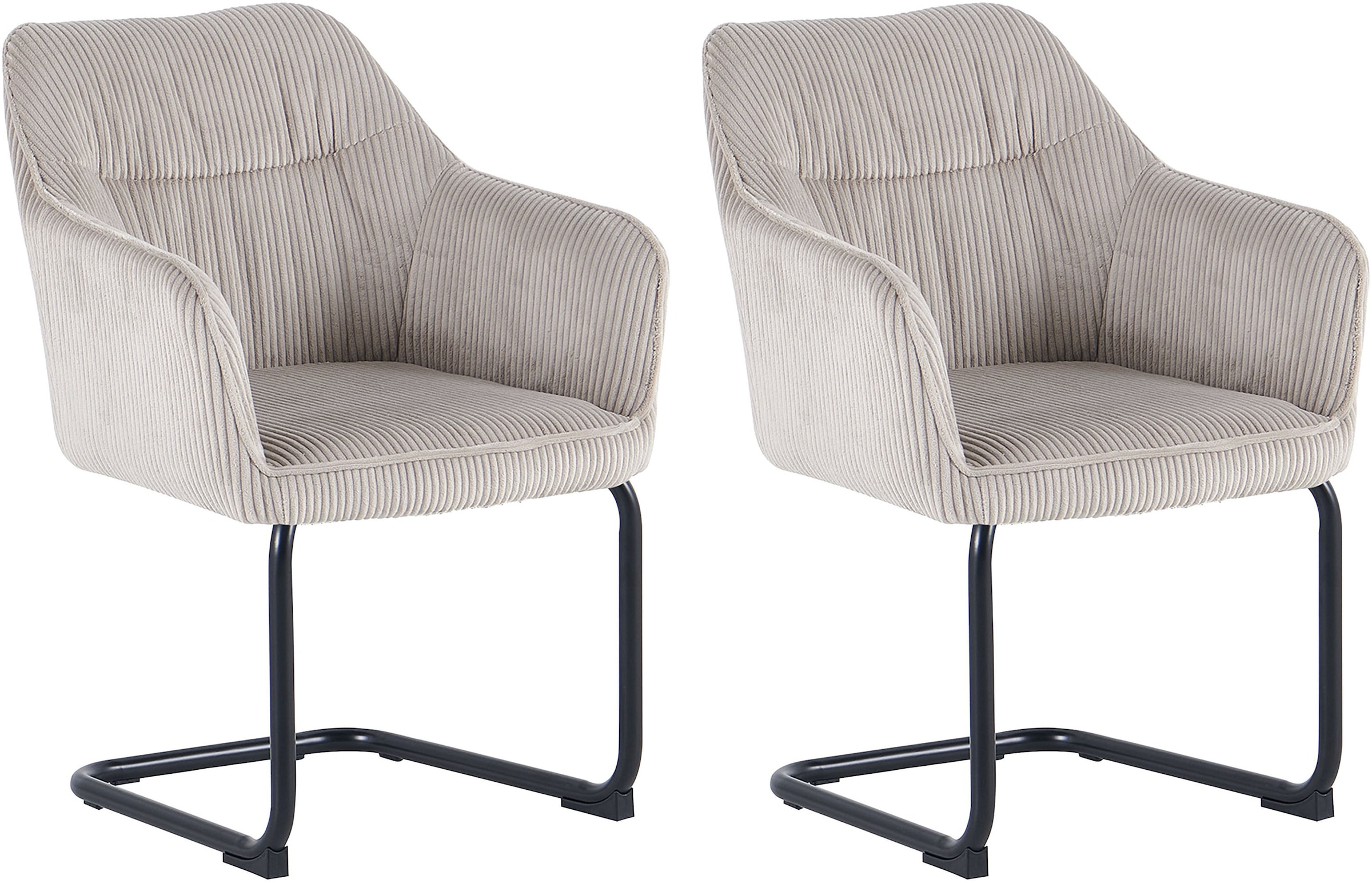 Image of byLIVING Freischwinger "ELBA" (Set) 2 Stk.Grob-Cord, 110 kg, 180 drehbar Rückholfunktion, Schwingstuhlgestell