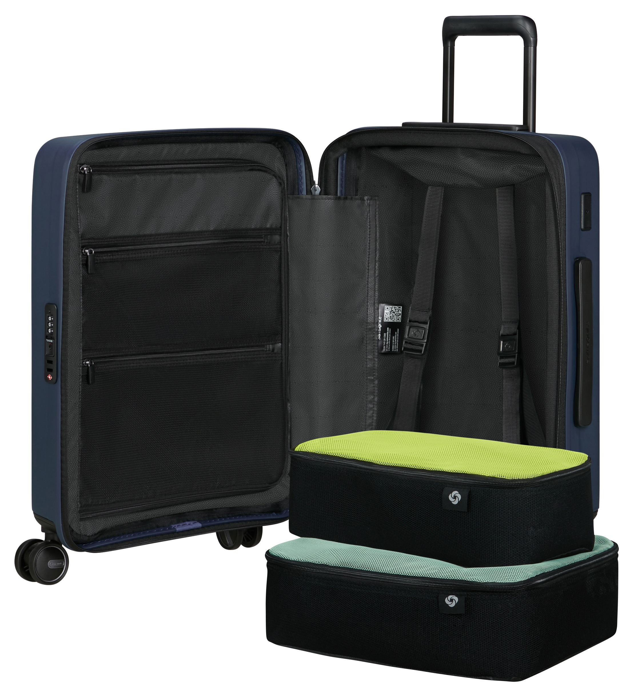 Samsonite Hartschalen-Trolley »RESTACKD, verschiedene Grössen und Farben«, (mit Packtaschen), 4 Rollen, Reisekoffer mit TSA Schloss Volumenerweiterung Packtaschen
