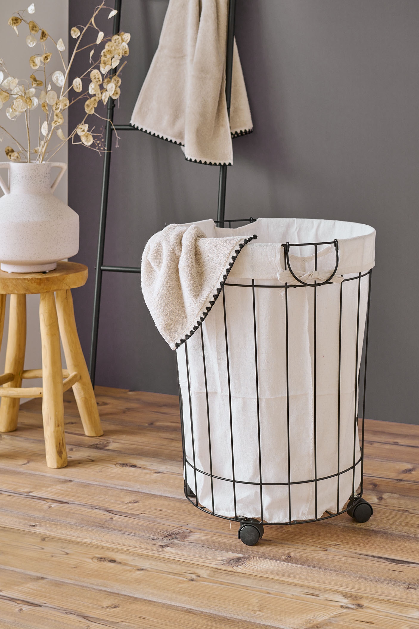 Zeller Present Wäschekorb rollbarer Wäschesammler