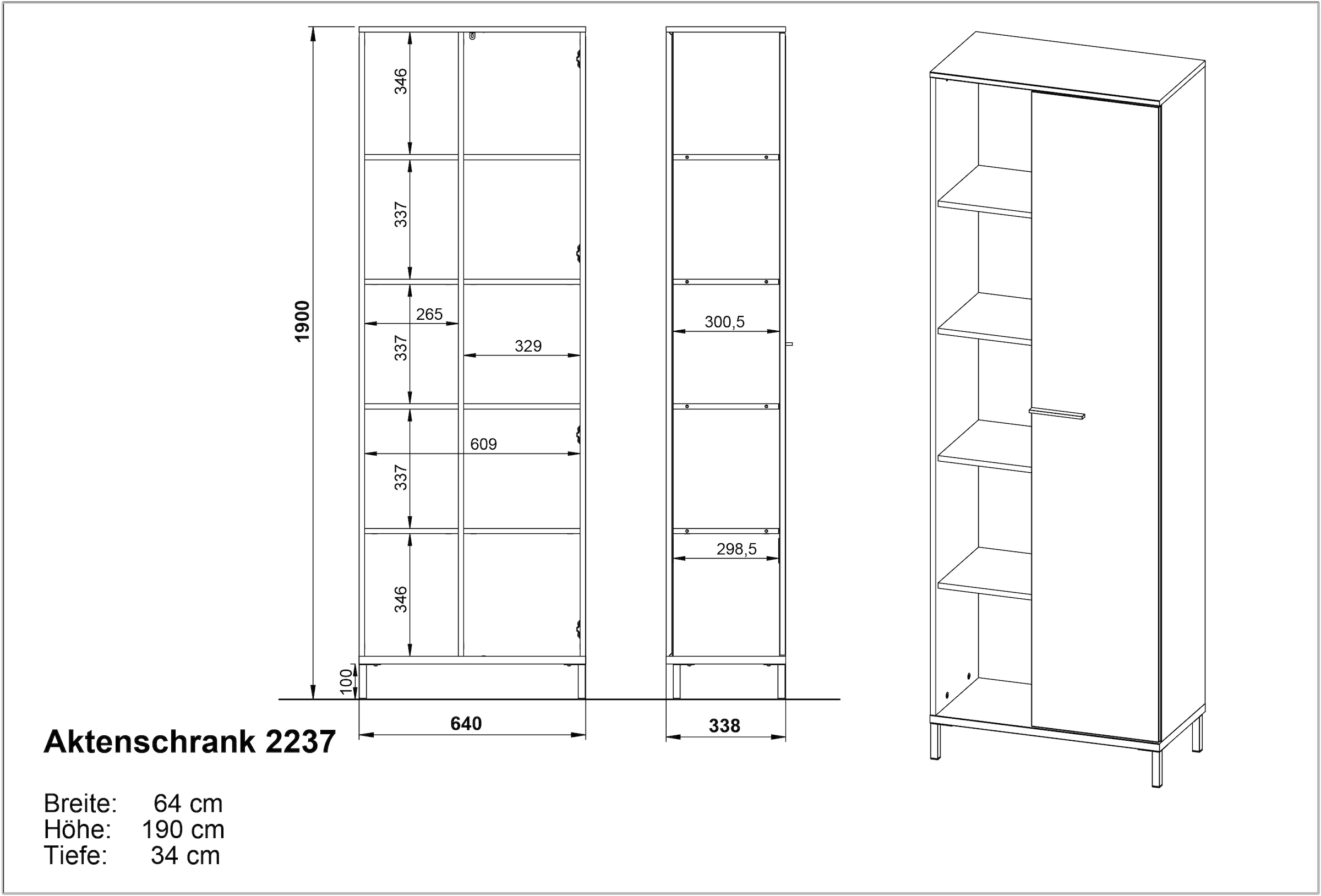GERMANIA Aktenschrank »GW-Rovigo, mit offenem Regal,« 1 Stk. tlg. spiegelverkehrt montierbar, Höhe 190 cm, Made in Germany