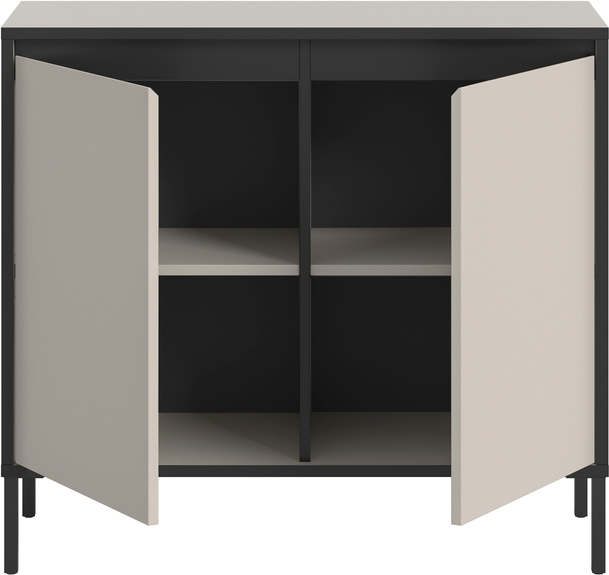 Home affaire Kommode »NORT, Höhe: 92 cm, mit Metall Stabfuss, 2 Türen, 2 Einlegeböden« Anrichte, Sideboard, Schrank, Board, Highboard