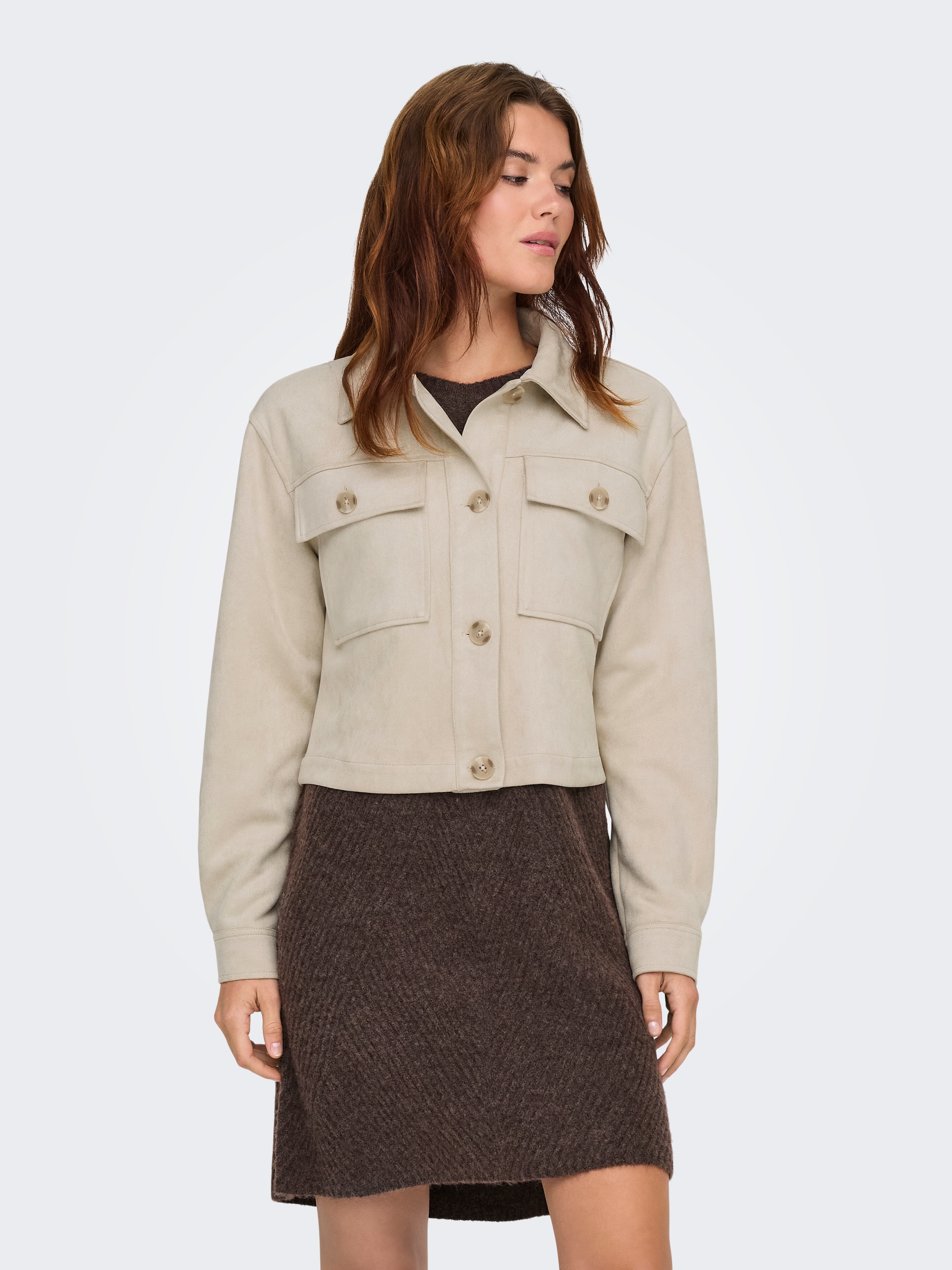 Image of ONLY Kurzjacke "ONLBELICIA LIFE FAUX SUEDE JACKET OTW" aus weichem Wildlederimitat
