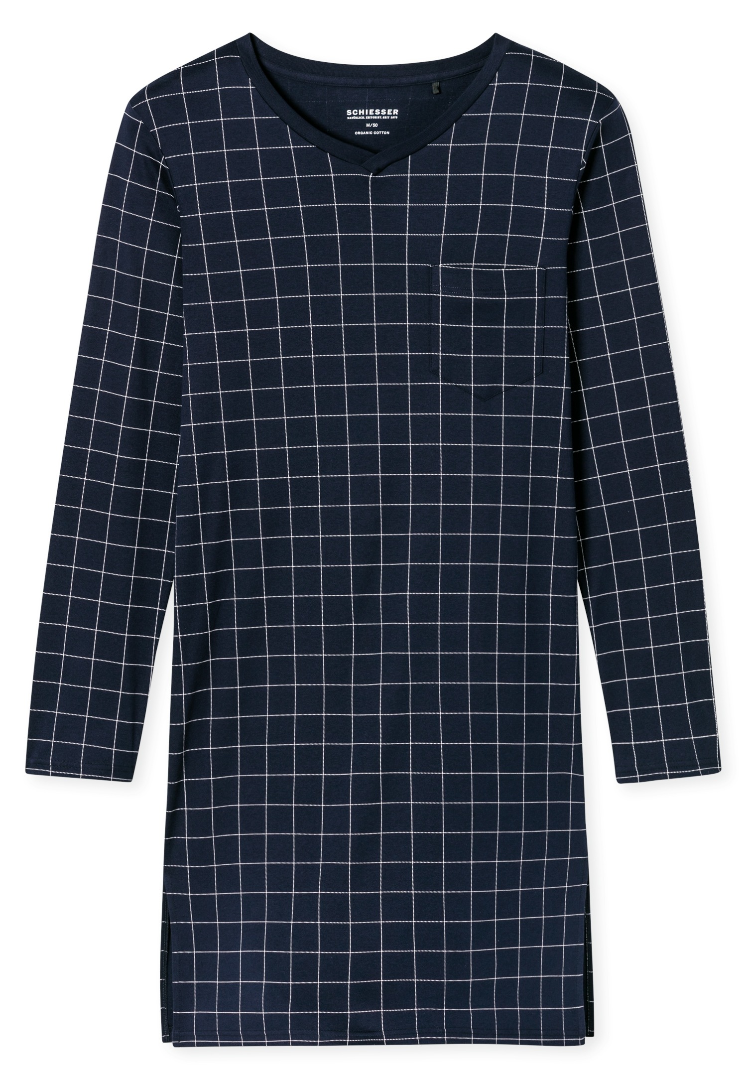 Schiesser Chemise de nuit »Fine Interlock« col en V et poche poitrine, à carreaux