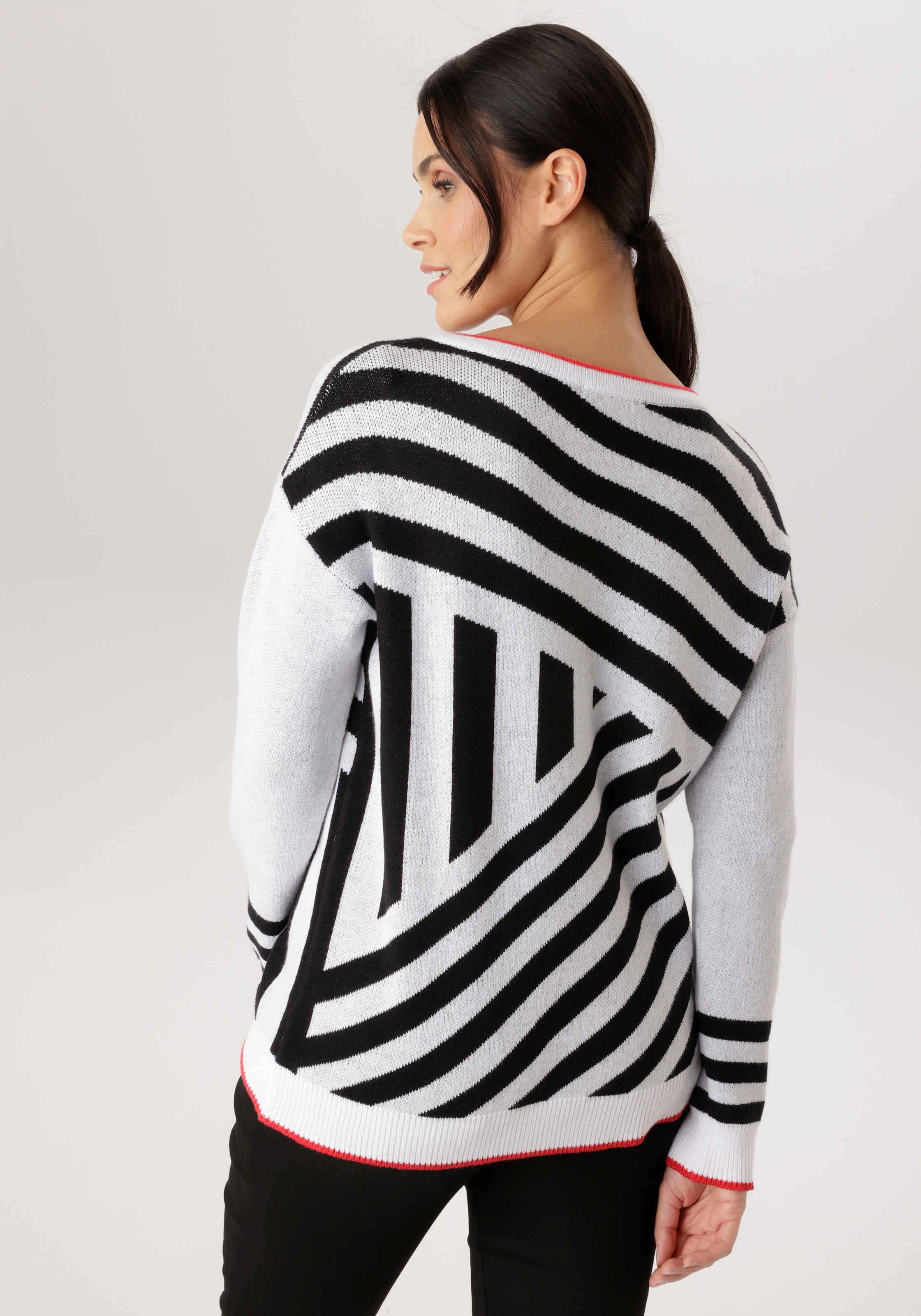 Aniston SELECTED Strickpullover mit interessant verlaufenden Streifen-Muster - NEUE KOLLEKTION